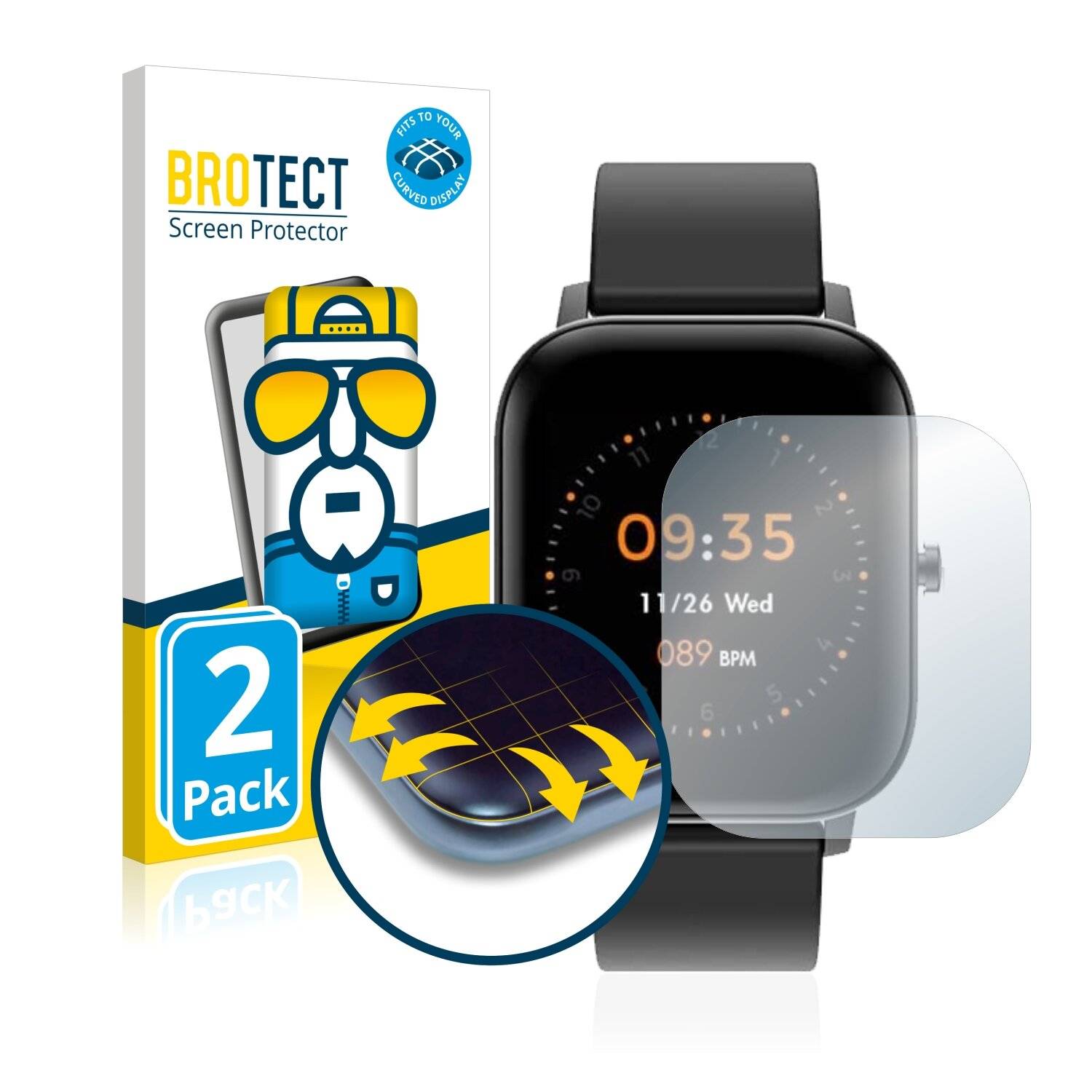 2x BROTECT Flex Full-Cover Displayschutzfolie für BingoFIT
