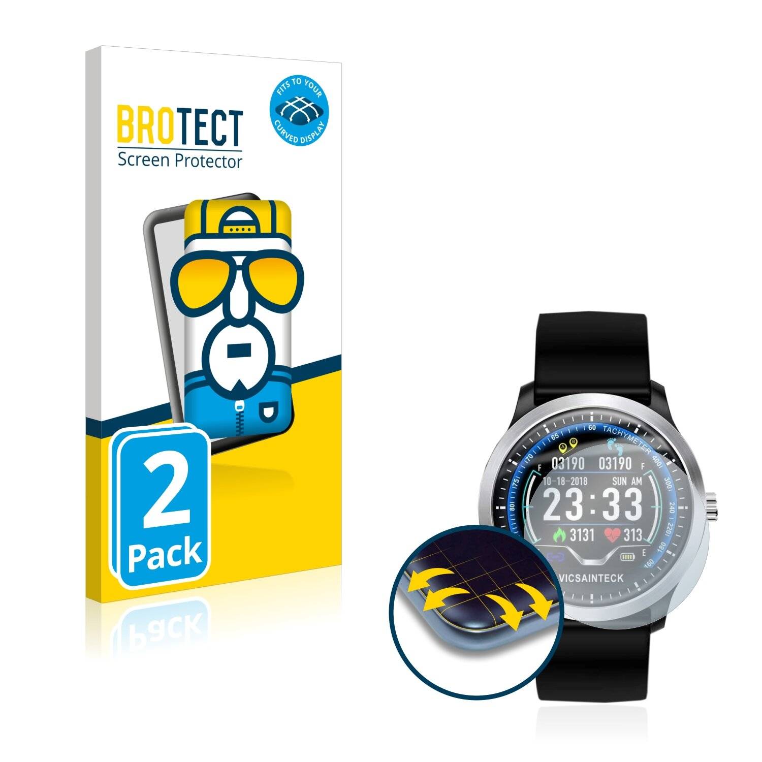 2x BROTECT Flex Full-Cover Displayschutzfolie für Vicsainteck