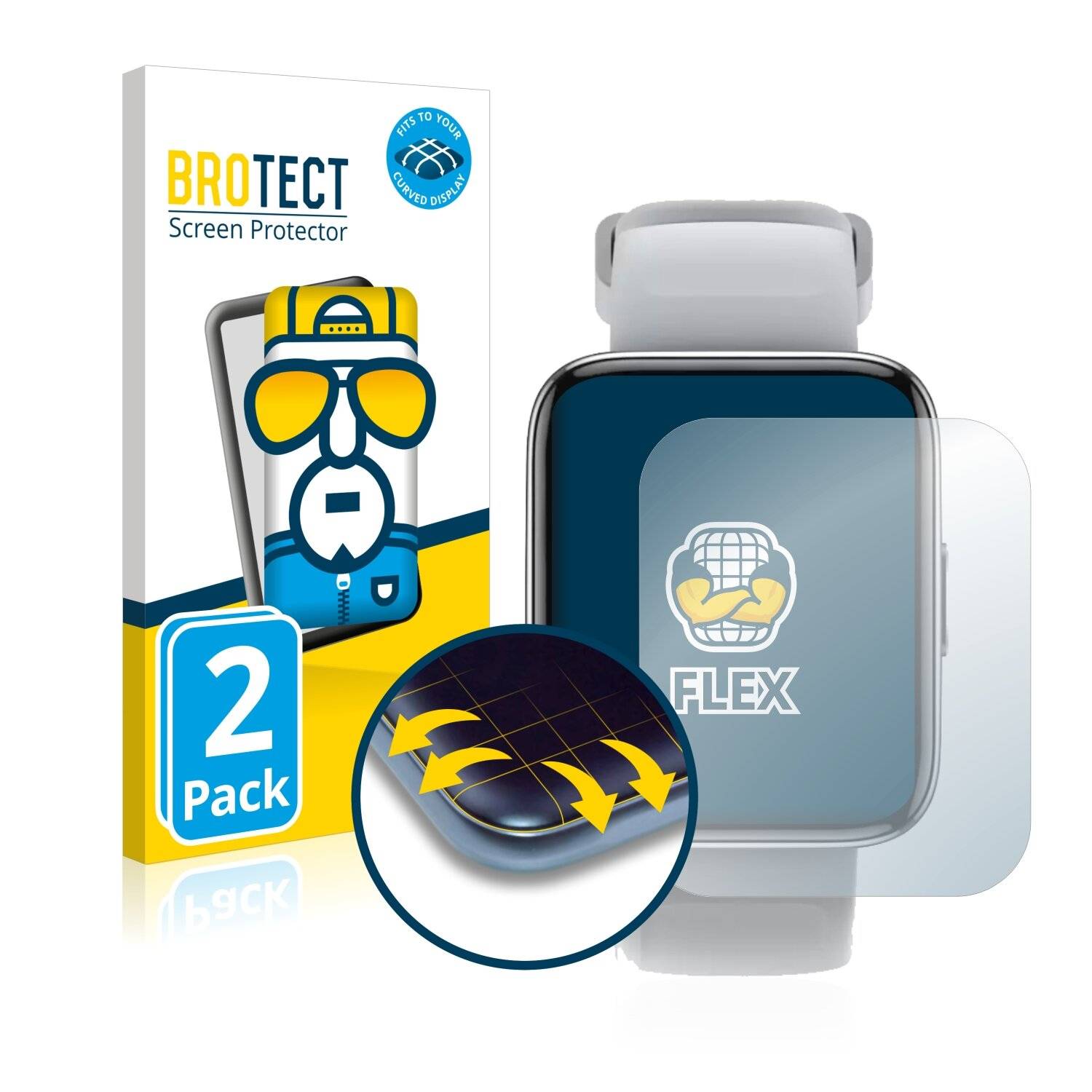 2x BROTECT Flex Full-Cover Displayschutzfolie für realme Watch 3
