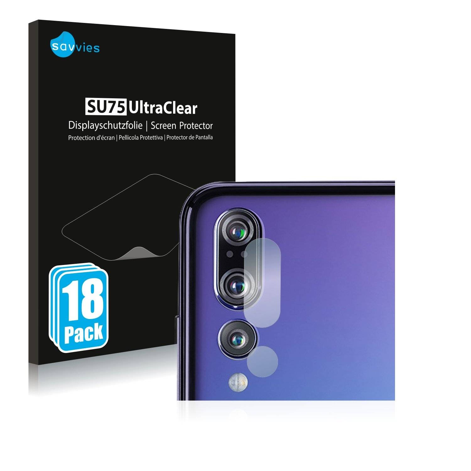18x Savvies SU75 Displayschutzfolie für Huawei P20 Plus (NUR