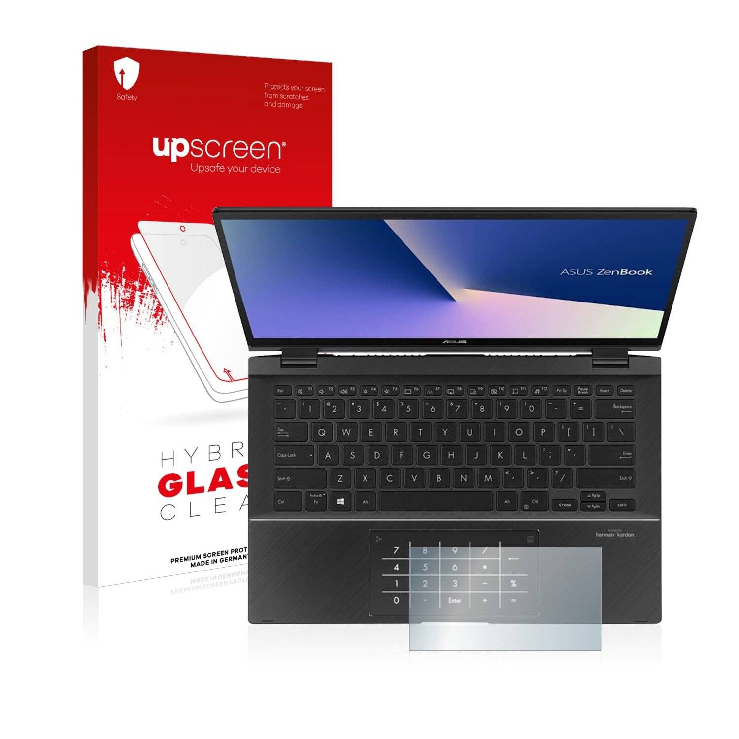 upscreen Hybrid Glass Clear Premium Schutzglas Folie für Asus ZenBook Flip 14 UX463FA (Touch
