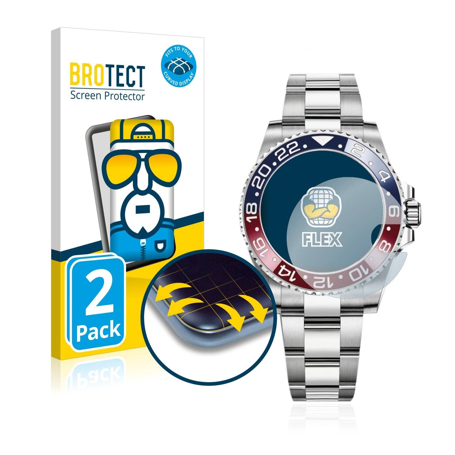 2x BROTECT Flex Full-Cover Displayschutzfolie für Rolex GMT-Master