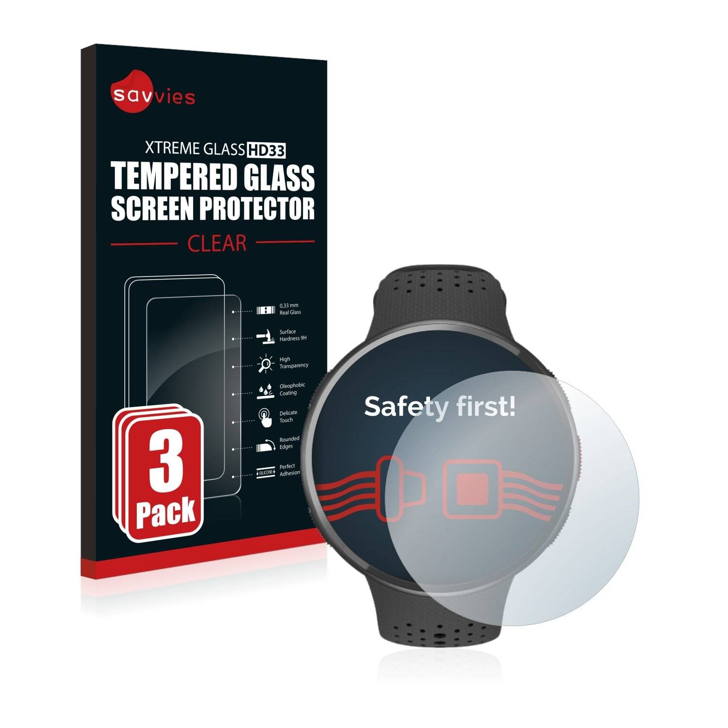 3x Savvies HD33 Clear Schutzglas für Polar Pacer