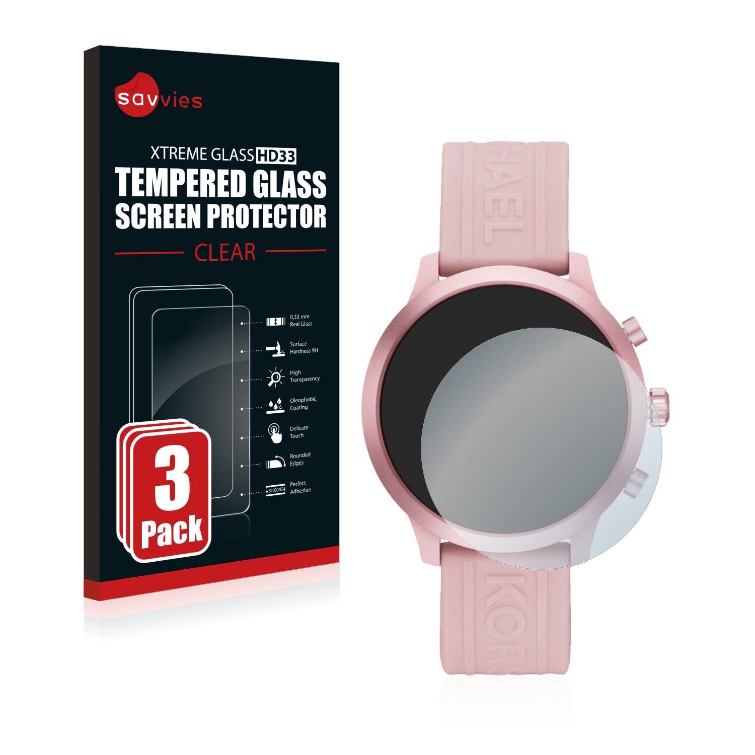 3x Savvies HD33 Clear Schutzglas für Michael Kors Access MKGO Gen