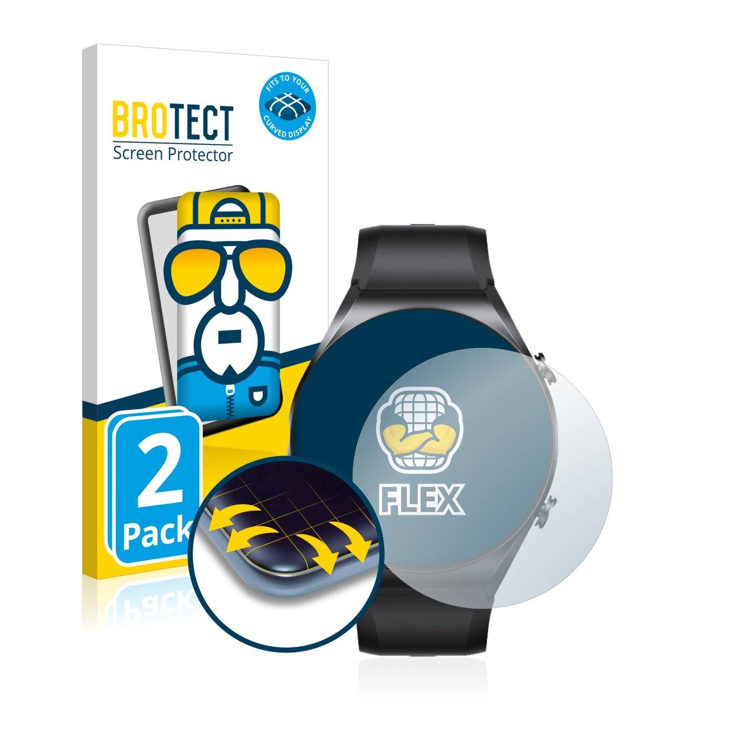 2x BROTECT Flex Full-Cover Displayschutzfolie für Xiaomi Watch S1