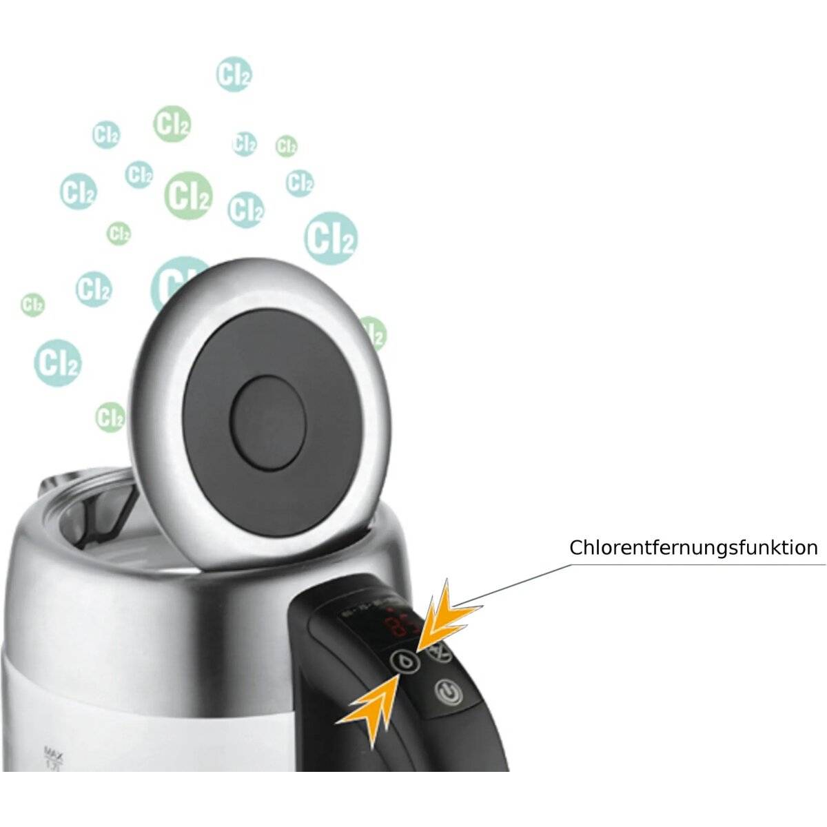 Adler AD 1247 Digitaler Wasserkocher 1,7 L - 2200 W mit Chlorentfernungsfunktion