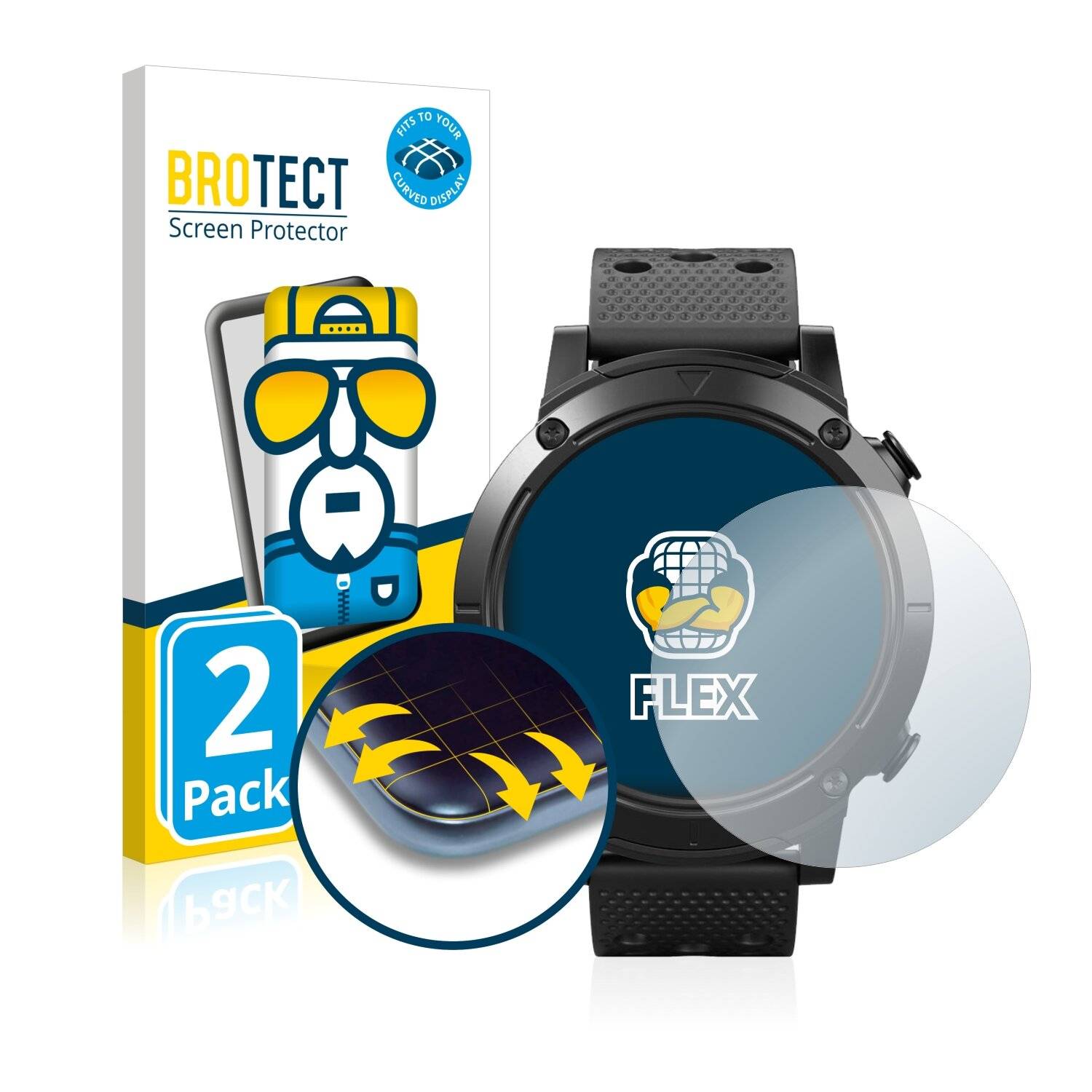2x BROTECT Flex Full-Cover Displayschutzfolie für SilverCrest Smartwatch