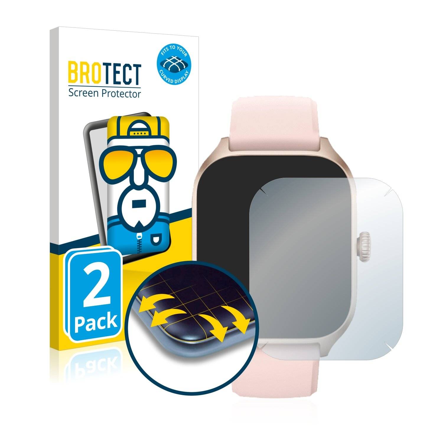 2x BROTECT Flex Full-Cover Displayschutzfolie für Huami Amazfit GTS