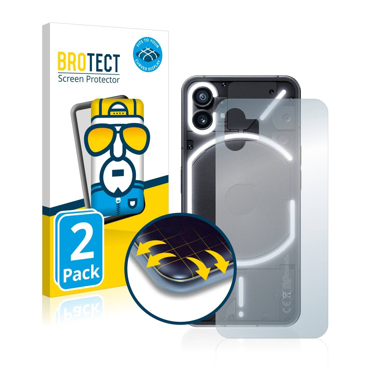2x BROTECT Flex Full-Cover Displayschutzfolie für Nothing Phone (1)