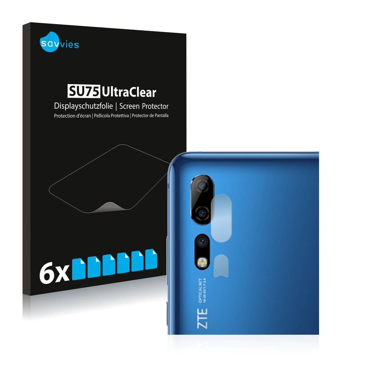 6x Savvies SU75 Displayschutzfolie für ZTE Axon 10s Pro (NUR