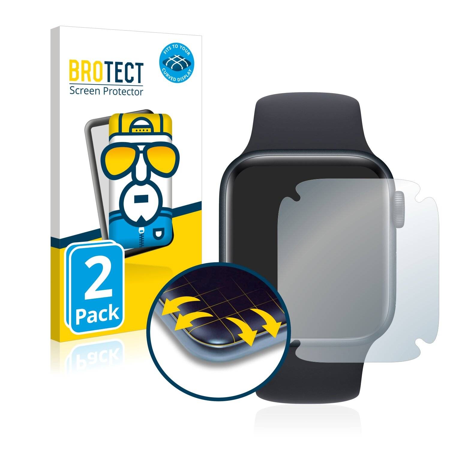 2x BROTECT Flex Full-Cover Displayschutzfolie für Apple Watch SE 2022 (40