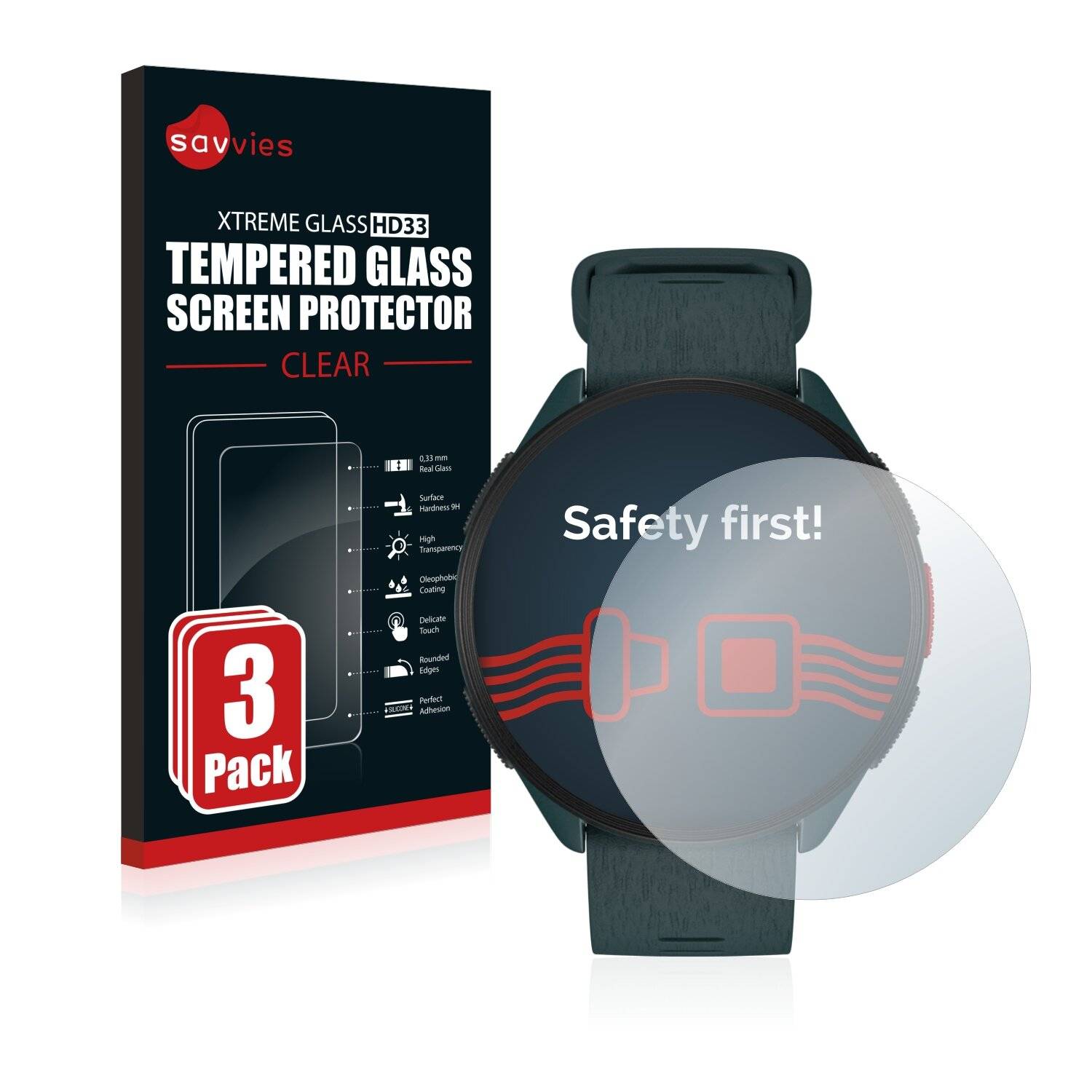 3x Savvies HD33 Clear Schutzglas für Polar