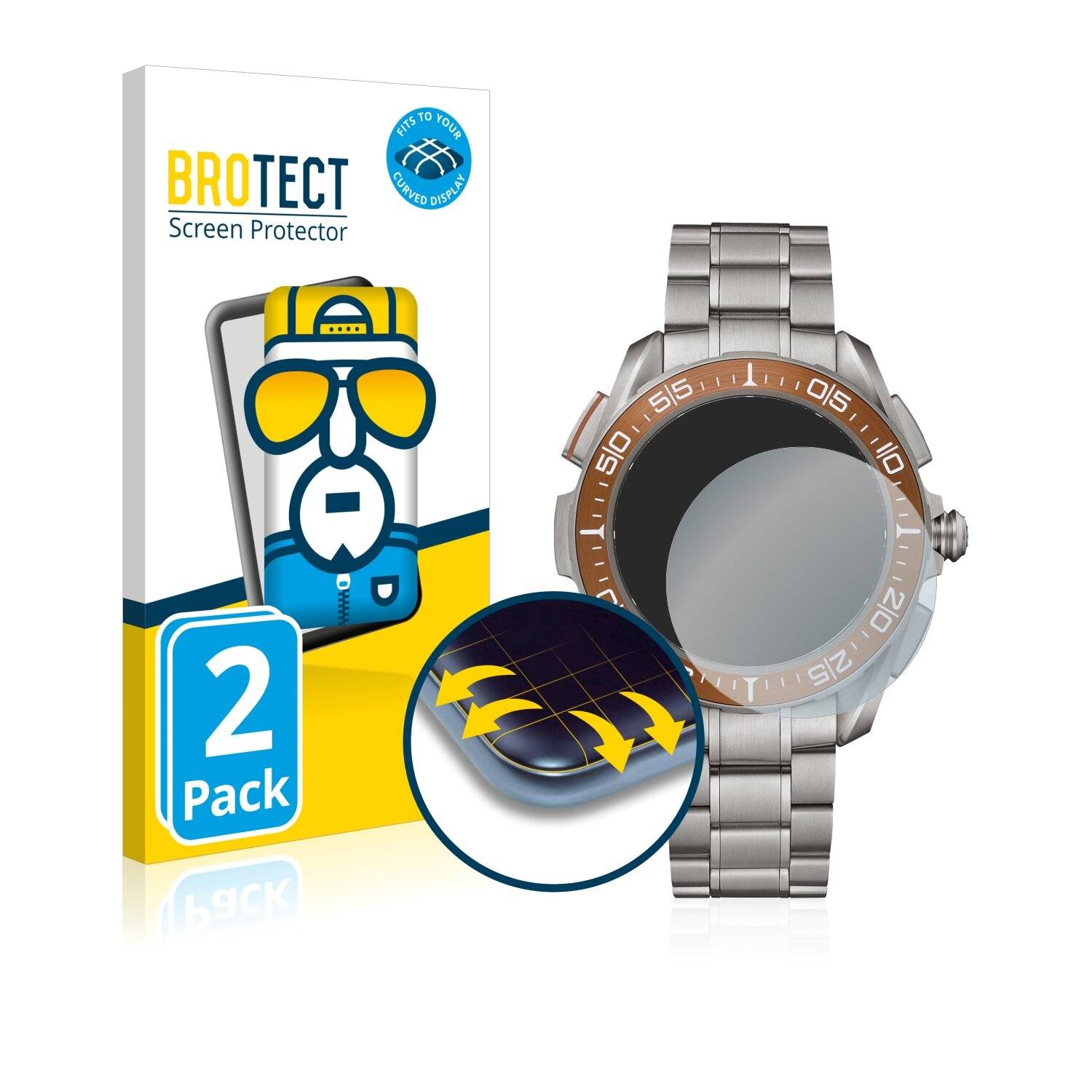 2x BROTECT Flex Full-Cover Displayschutzfolie für Omega MARSTIMER CHRONOGRAPH X33 (45