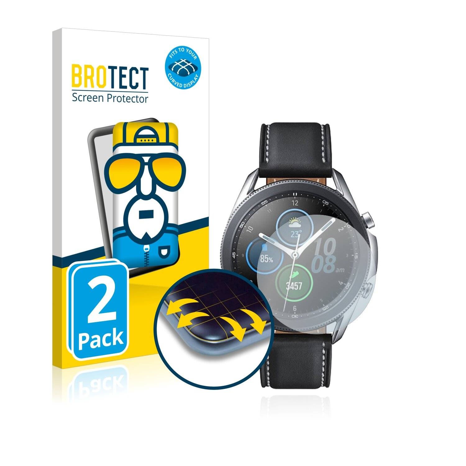2x BROTECT Flex Full-Cover Displayschutzfolie für Samsung Galaxy Watch 3