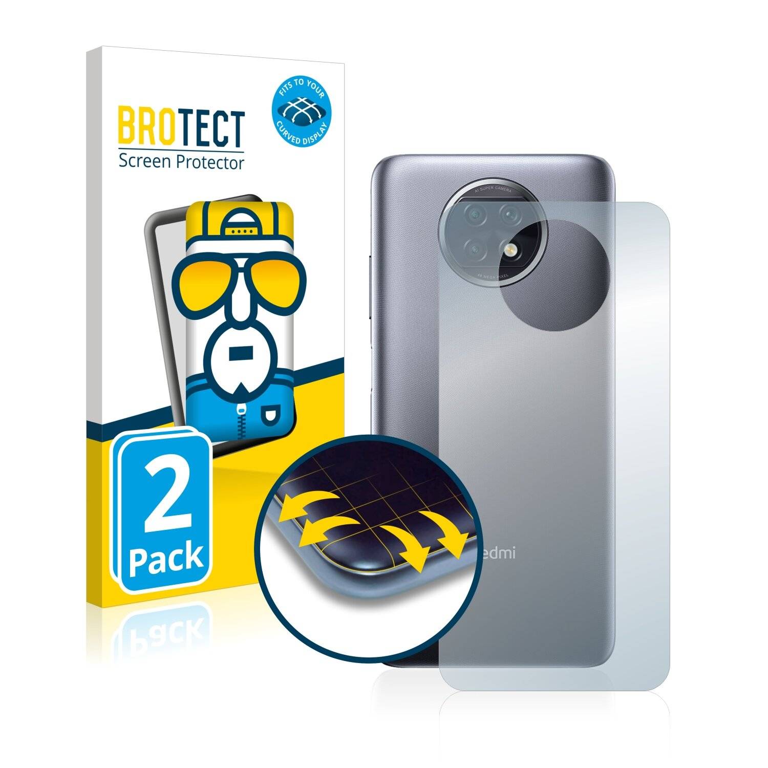 2x BROTECT Flex Full-Cover Displayschutzfolie für Xiaomi Redmi Note 9T 5G