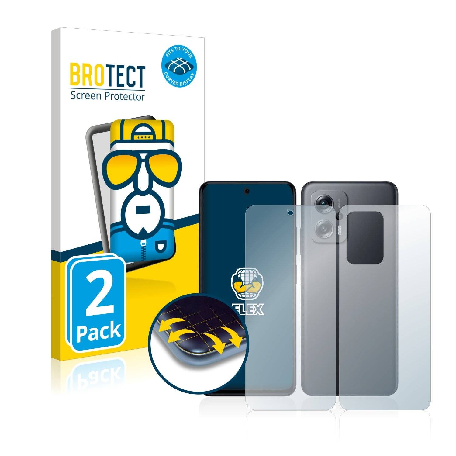 2x BROTECT Flex Full-Cover Displayschutzfolie für Xiaomi Poco X4 GT