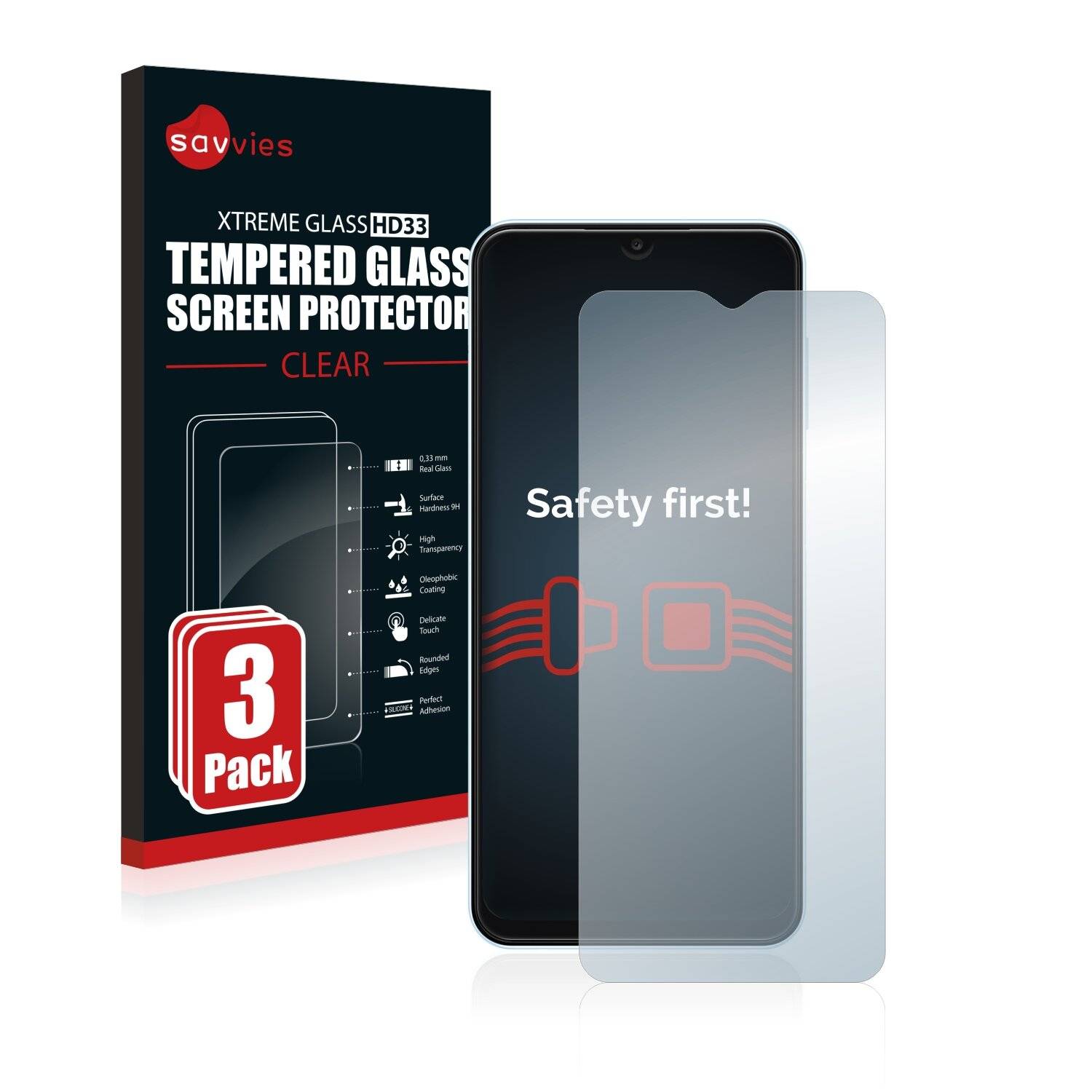 3x Savvies HD33 Clear Schutzglas für Samsung Galaxy