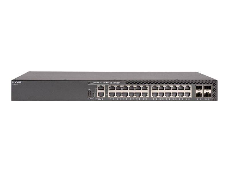 Ruckus ICX 8200 - Switch - L3 - managed - 24 x 10/100/1000 (PoE+) + 4 x 25 GbE SFP28 (Stacking / Uplink) - Front und Sei