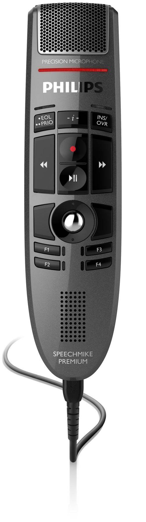 Philips SpeechMike Premium tragbares Diktiermikrofon mit Steuertasten und kabelgebundenem USB-Kabel