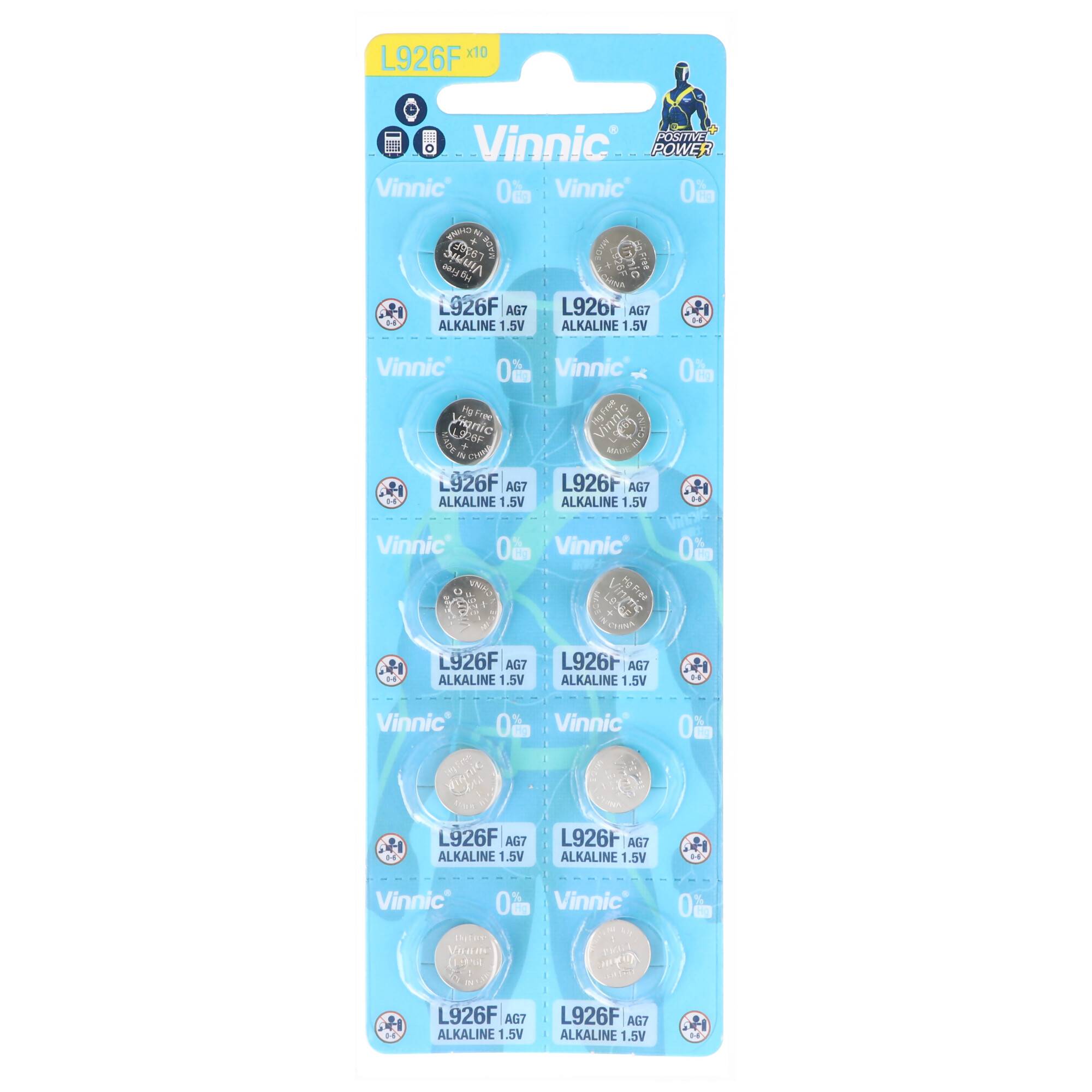 10 Stück Alkaline Batterie AG7, SR927SW, G7, LR57, LR927, SR57 Knopfzelle