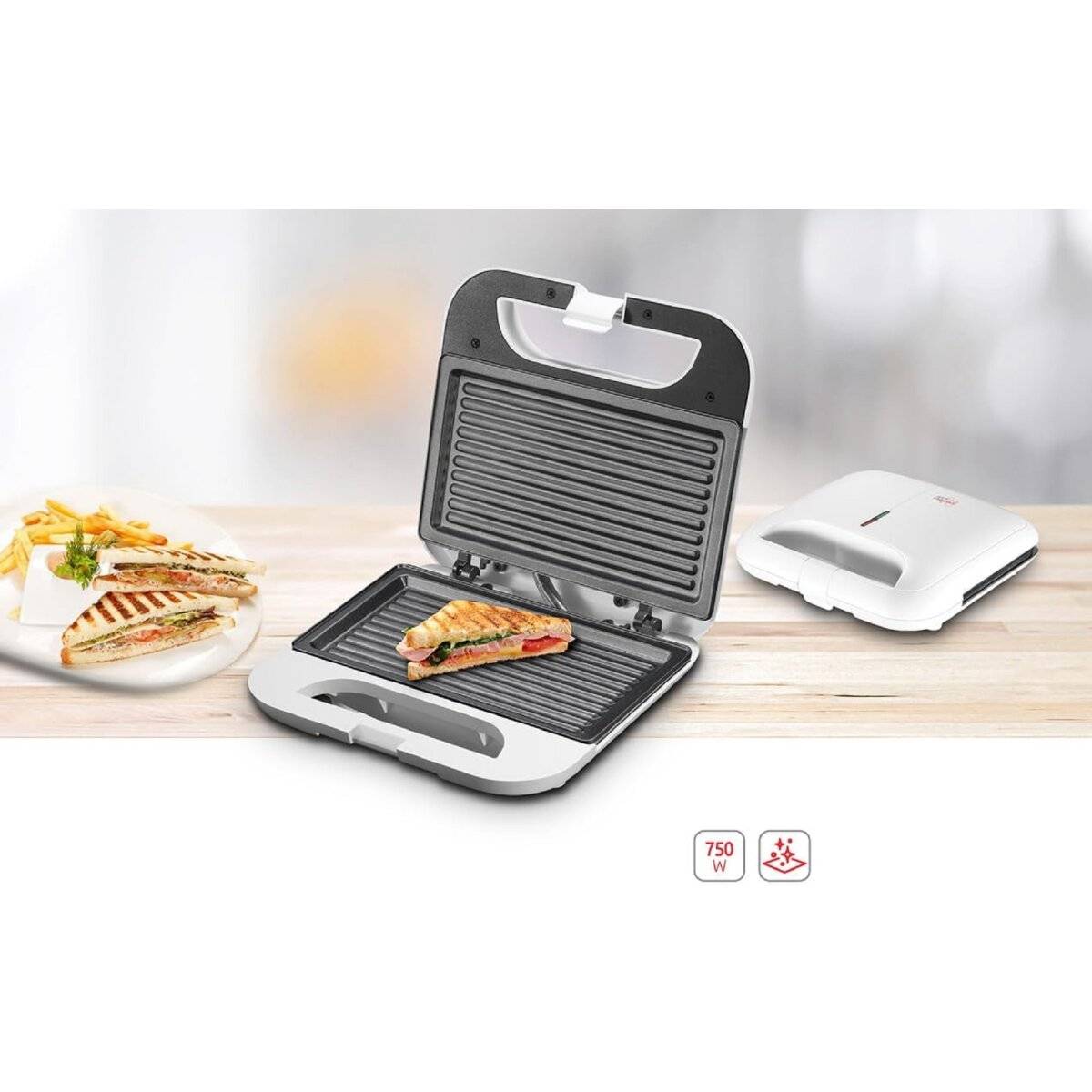 Tostina New Elektrischer Toaster mit Antihaft-Grillplatten 750W