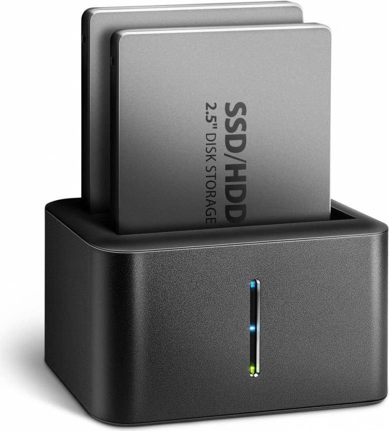 AXAGON ADSA-D25 Docking-Station USB 3.2 Gen 1 für 2x 2.5'' SATA SSD/HDD Klonfunktion Schwarz (ADSA-D25)
