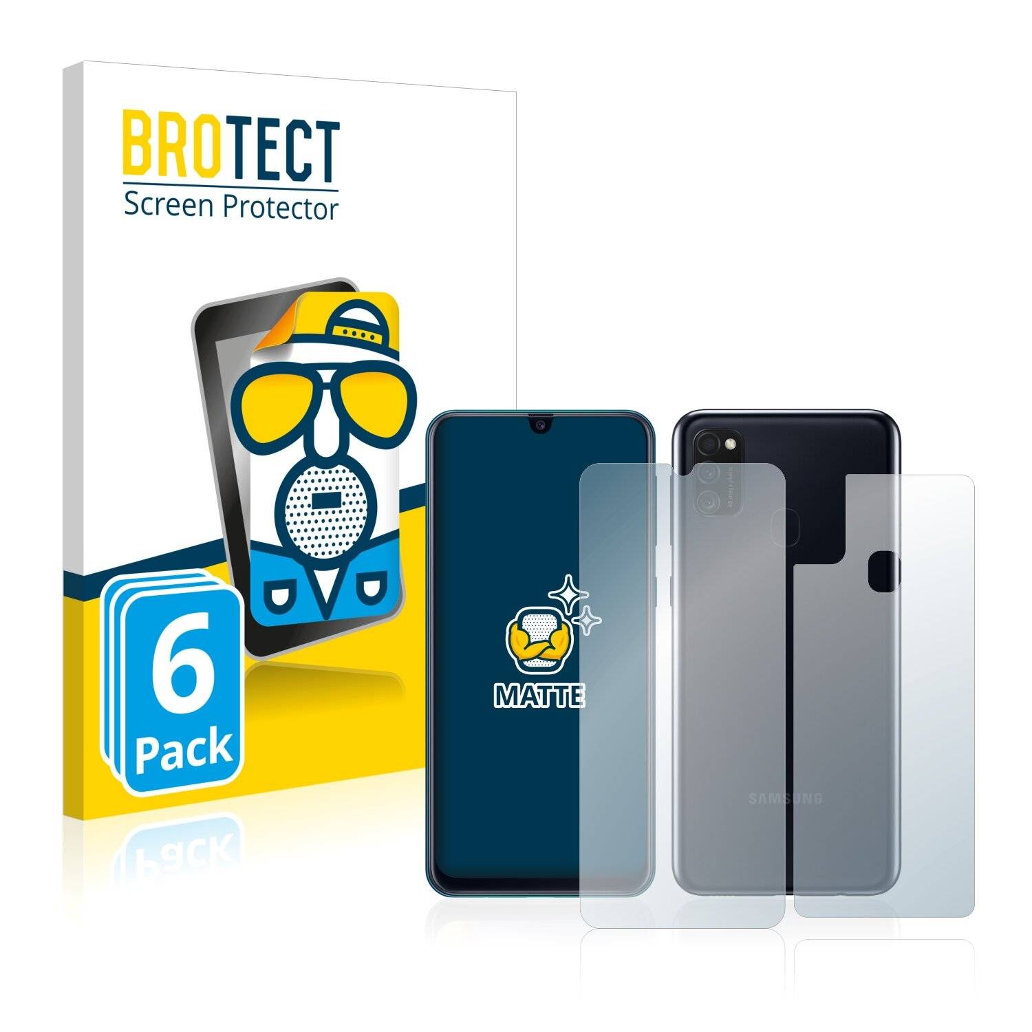 6x BROTECT Matte Displayschutzfolie für Samsung Galaxy M21 2021 (Vorder + Rückseite) -