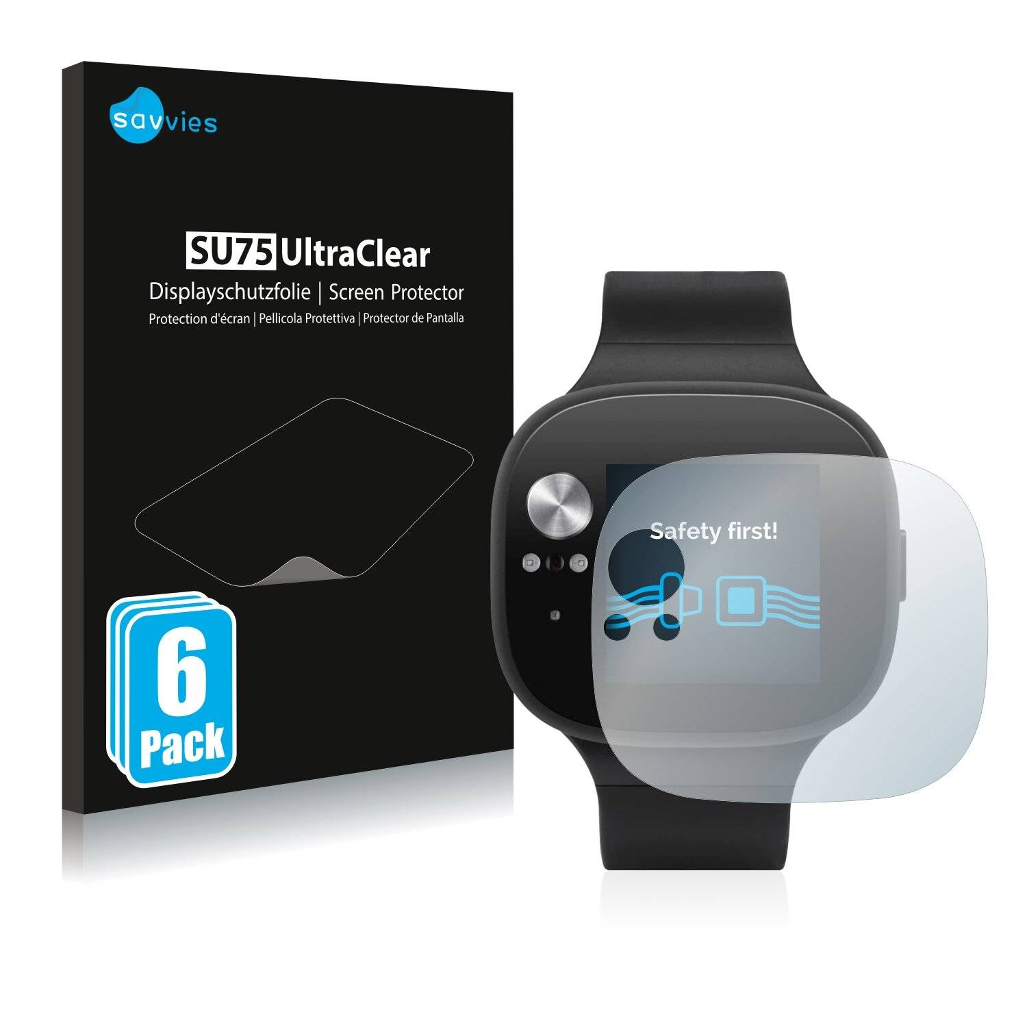 6x Savvies SU75 Displayschutzfolie für Asus Vivowatch
