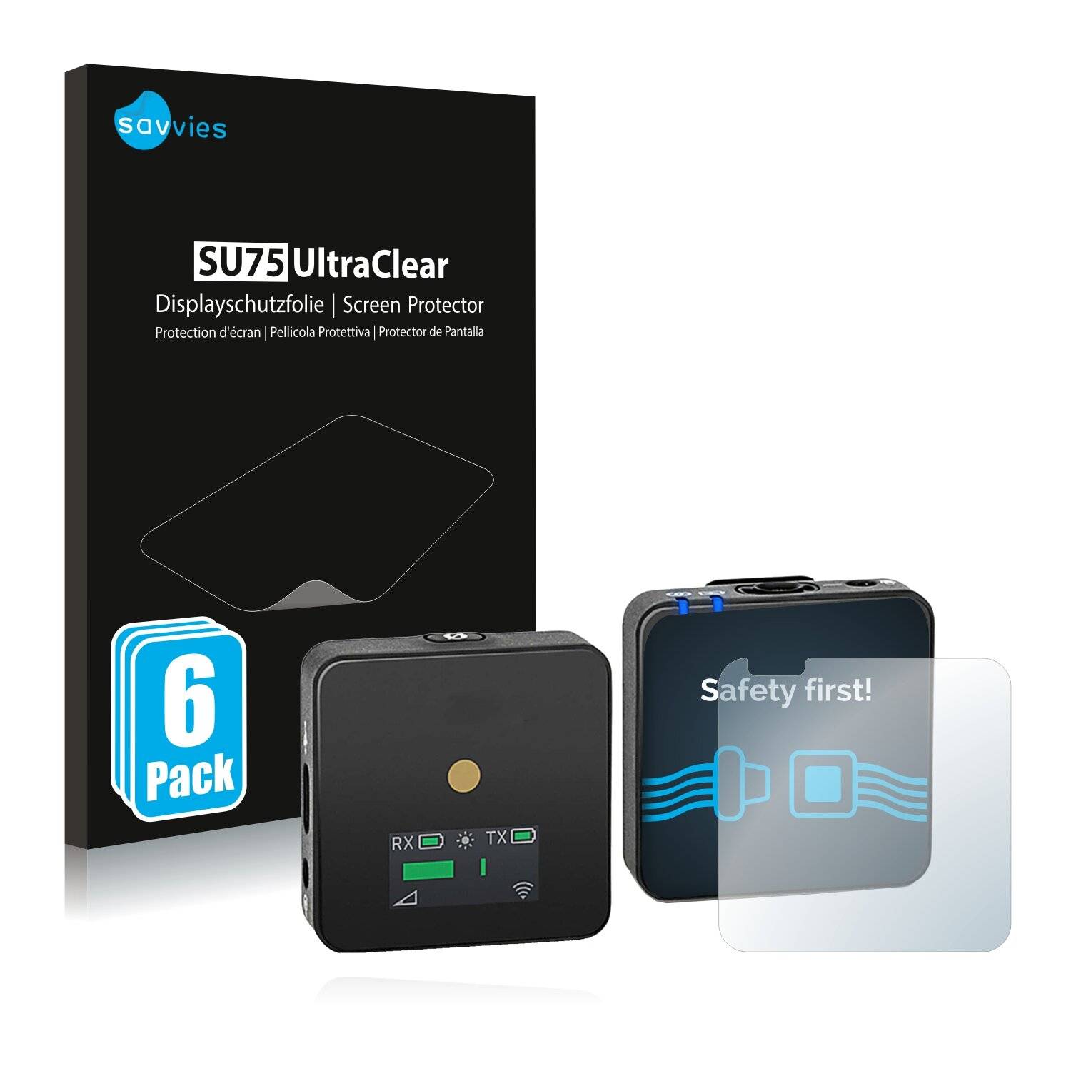 6x Savvies SU75 Displayschutzfolie für RØDE Wireless GO II RODE Wireless GO