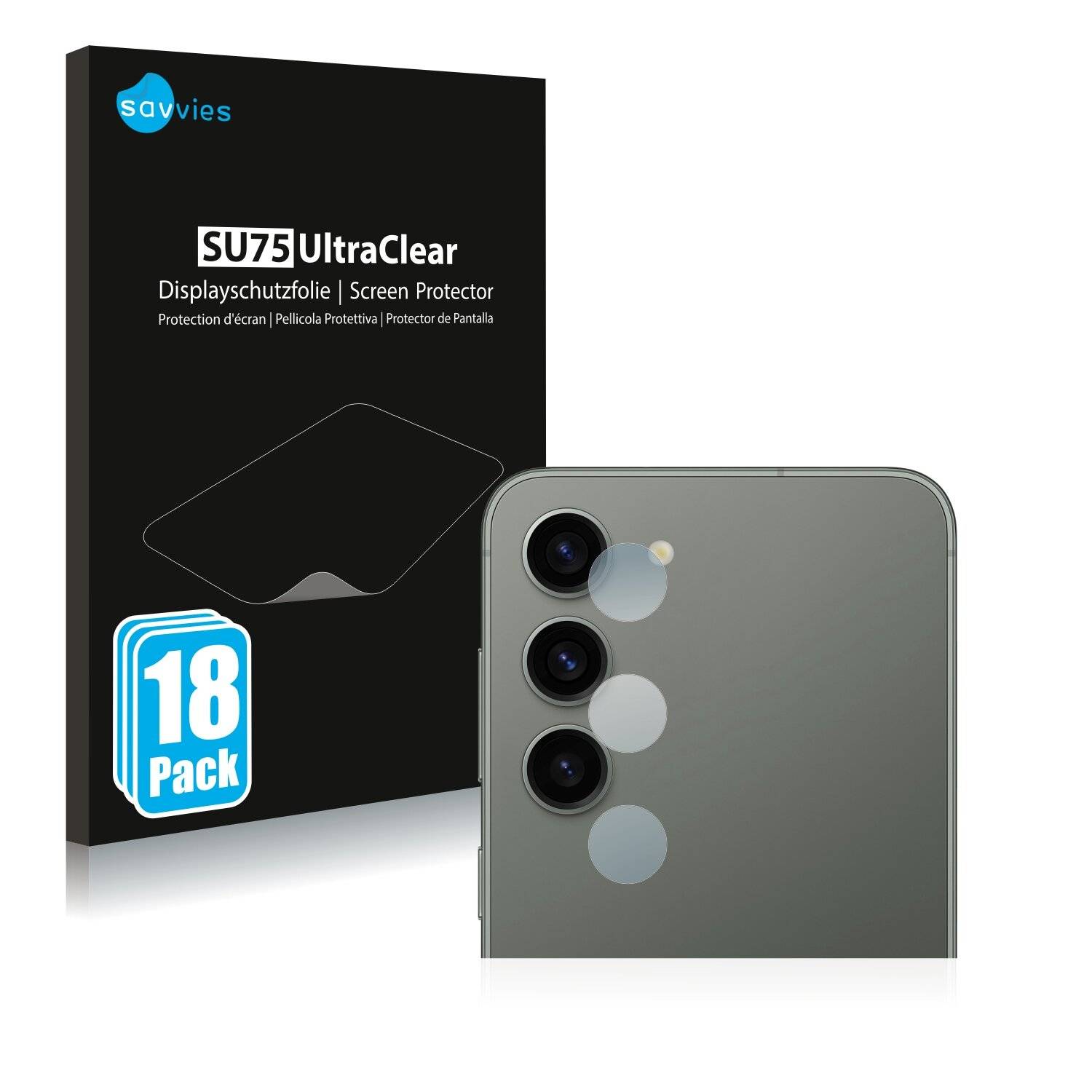18x Savvies SU75 Displayschutzfolie für Samsung Galaxy S23 (NUR