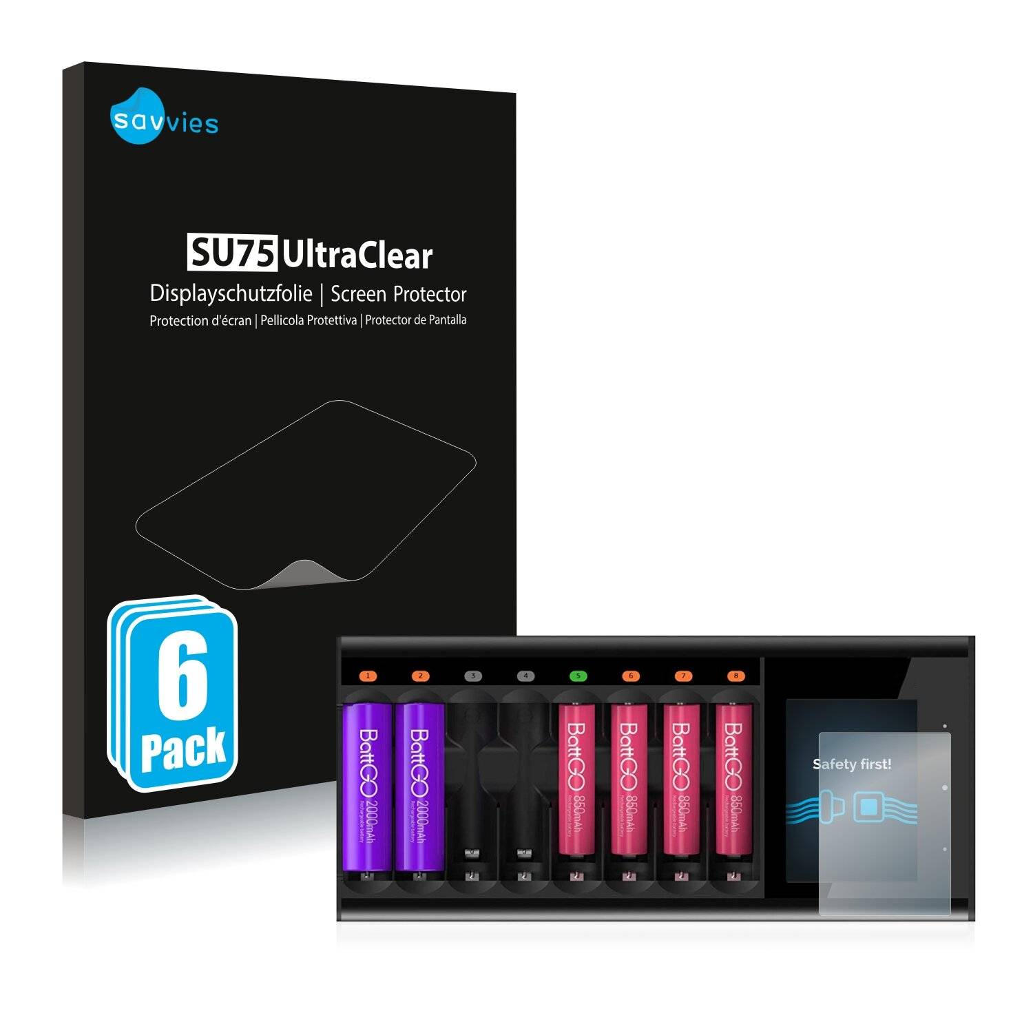 6x Savvies SU75 Displayschutzfolie für ISDT Smart Charger