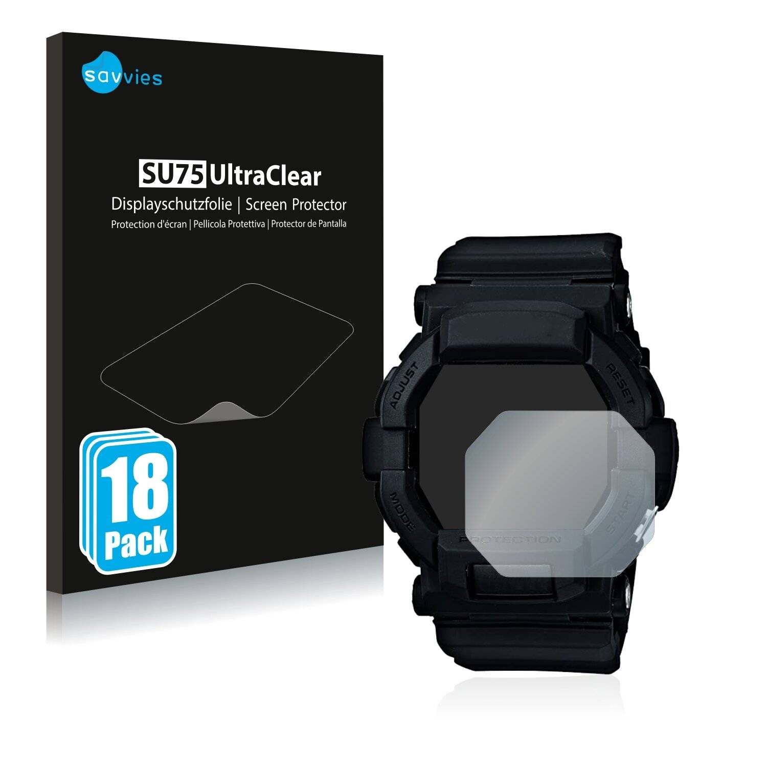 18x Savvies SU75 Displayschutzfolie für Casio G-Shock