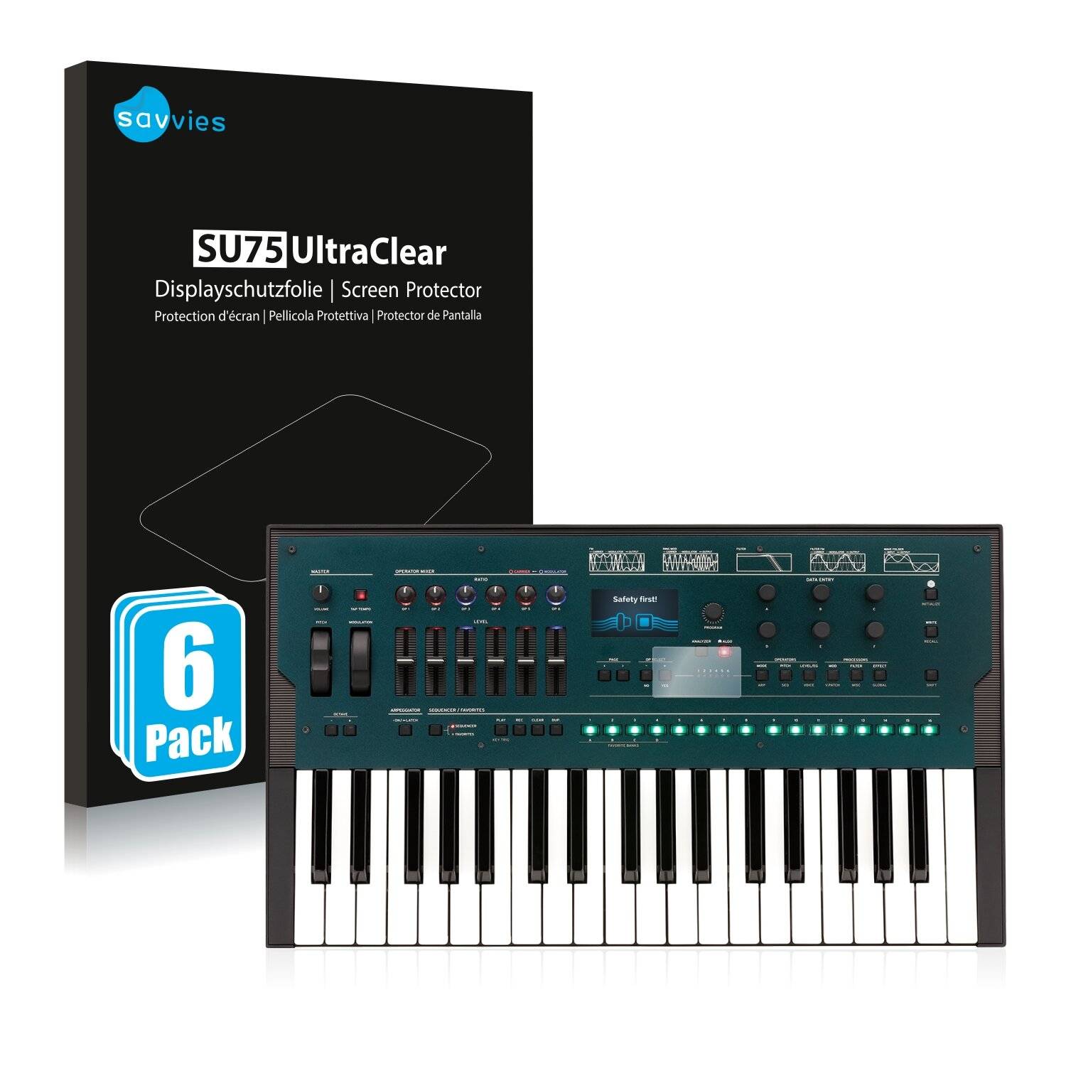 6x Savvies SU75 Displayschutzfolie für KORG opsix Altered FM