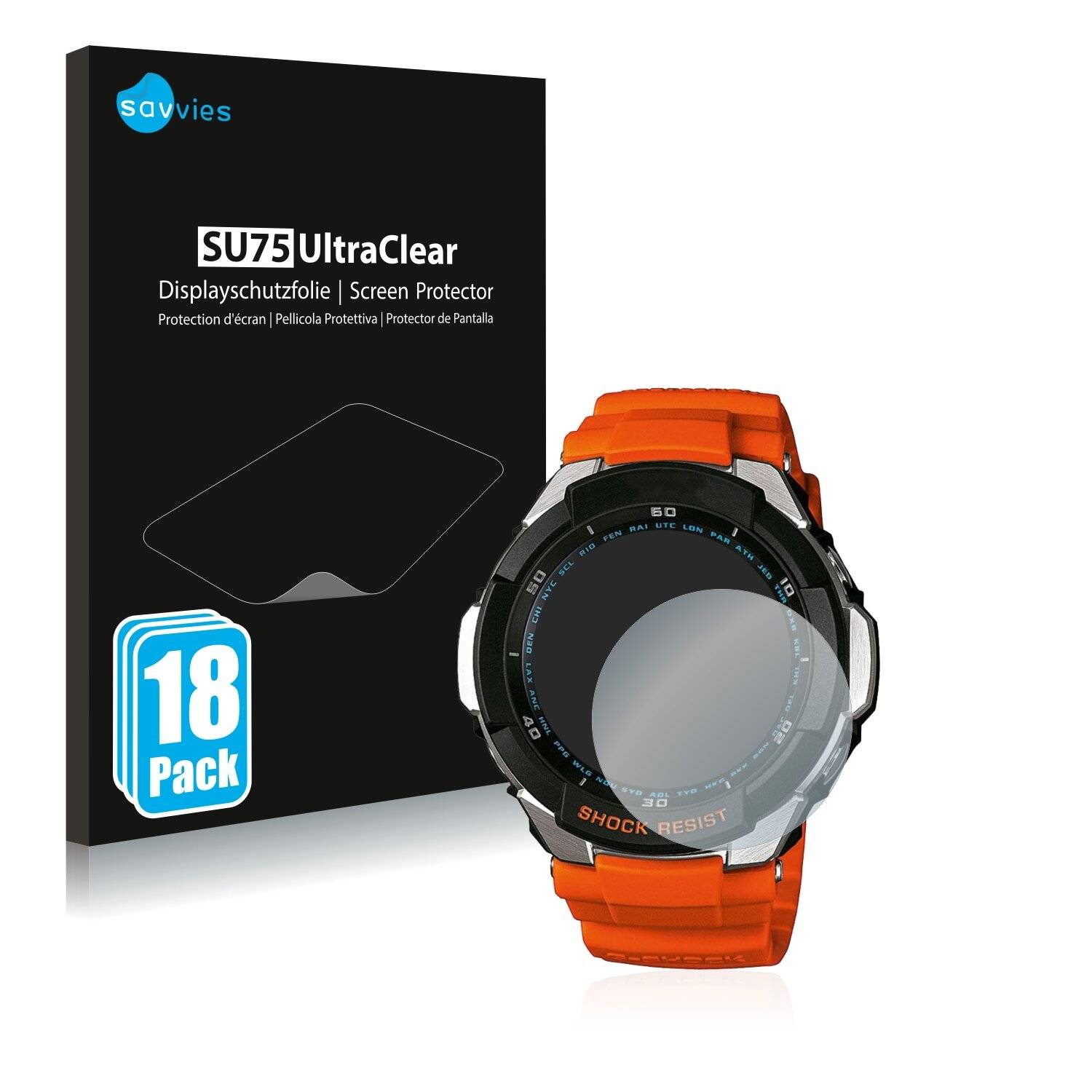 18x Savvies SU75 Displayschutzfolie für Casio G-Shock