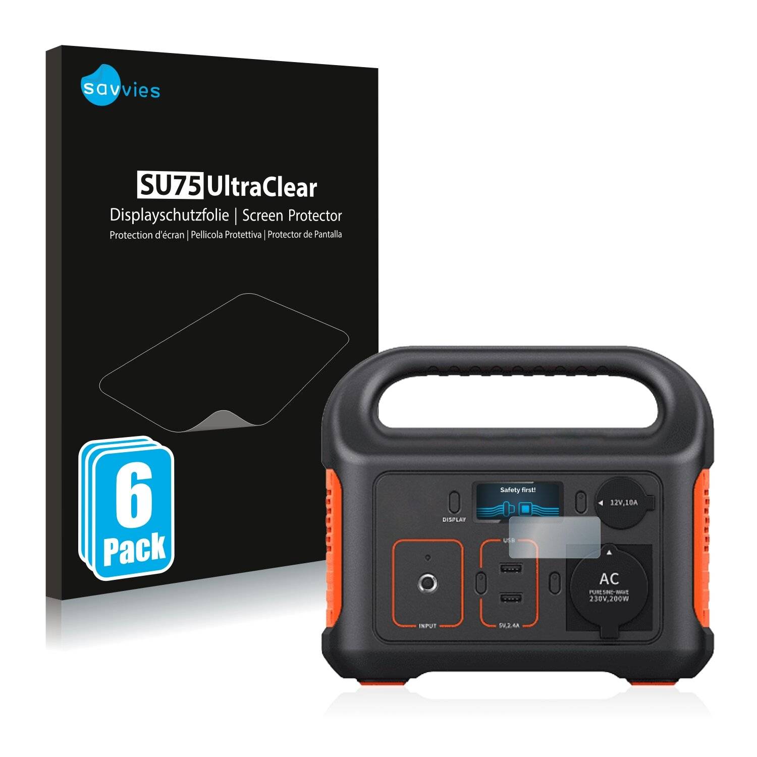 6x Savvies SU75 Displayschutzfolie für Jackery Explorer
