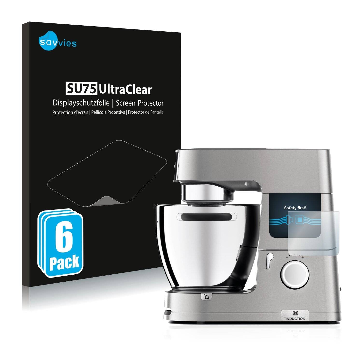 6x Savvies SU75 Displayschutzfolie für Kenwood KCL 95 cooking chef