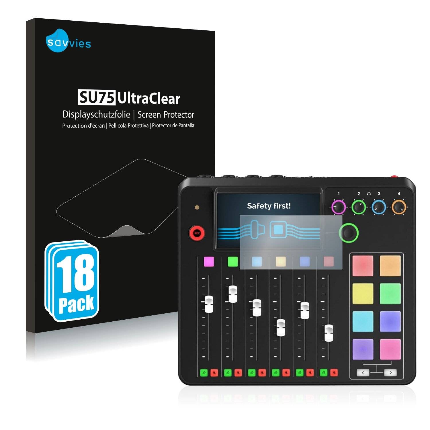 18x Savvies SU75 Displayschutzfolie für Rode Rodecaster Pro