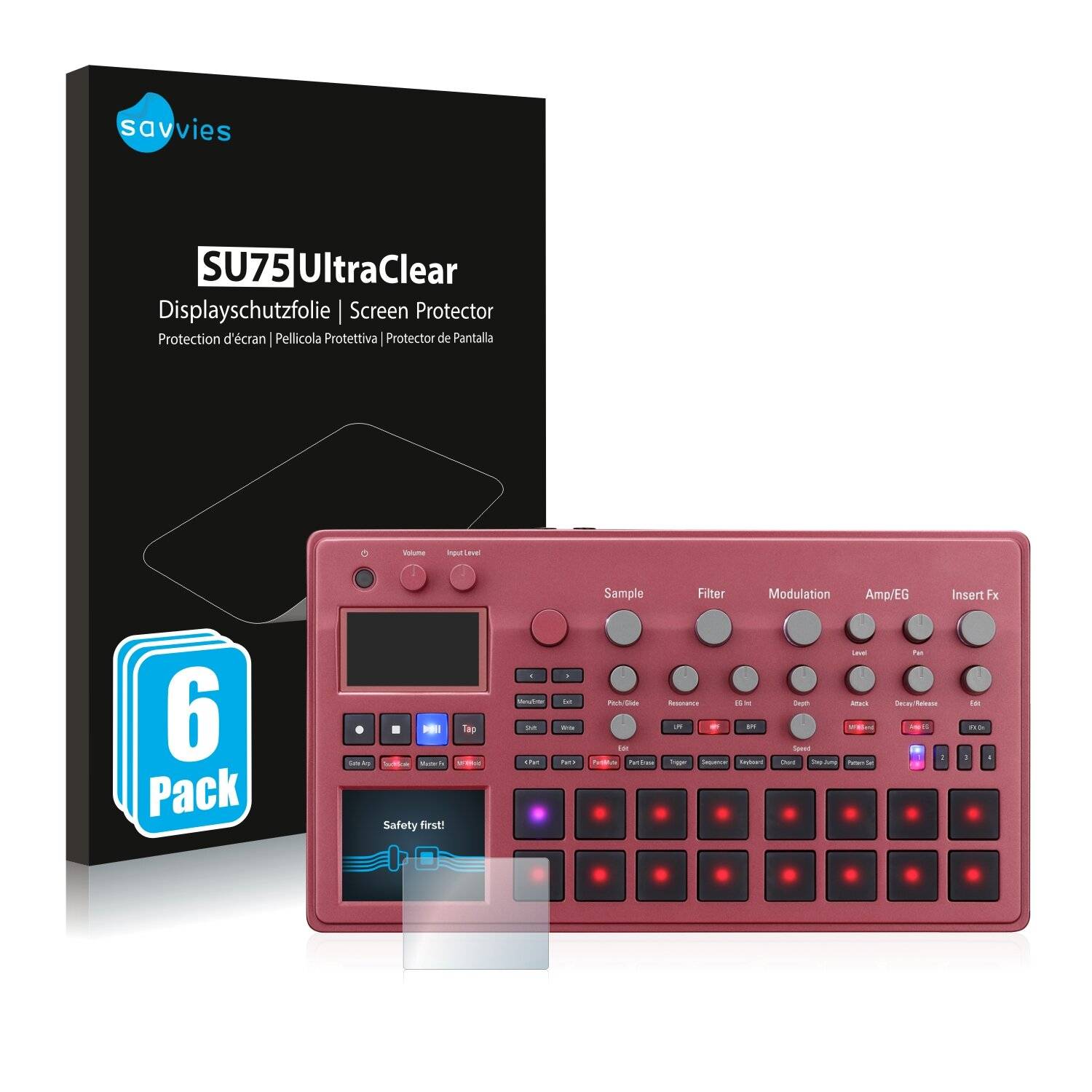 6x Savvies SU75 Displayschutzfolie für Korg electribe