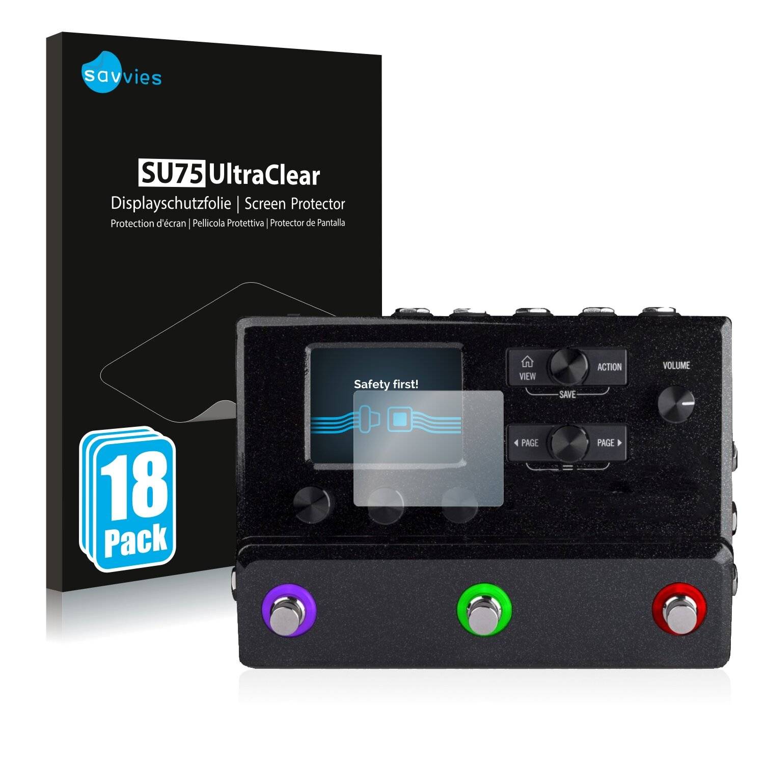 18x Savvies SU75 Displayschutzfolie für Line 6 hx