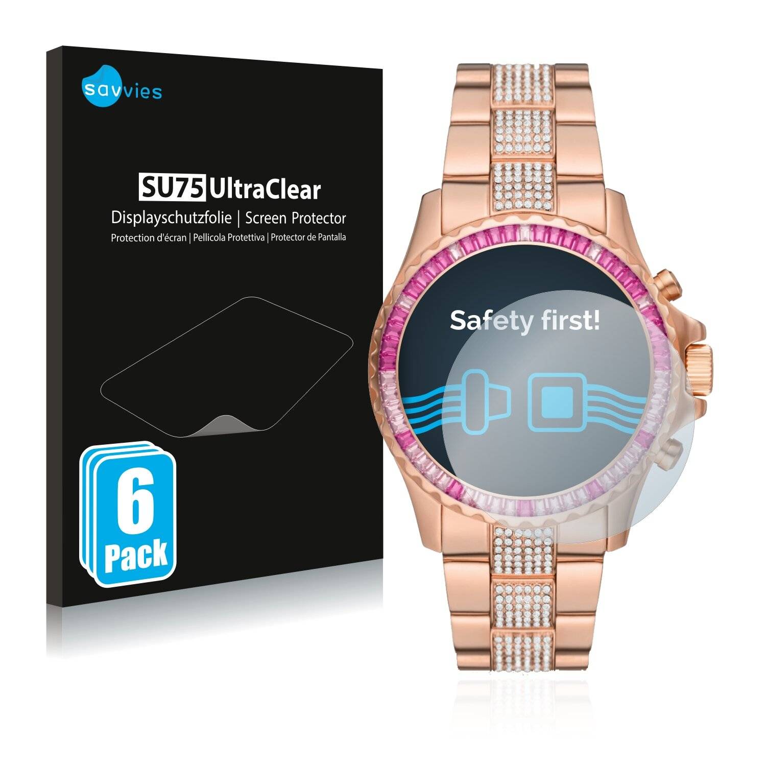 6x Savvies SU75 Displayschutzfolie für Michael Kors Everest MK