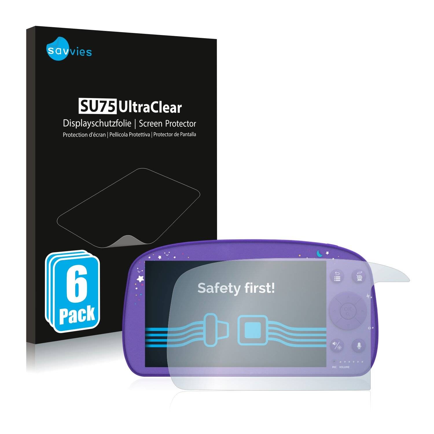 6x Savvies SU75 Displayschutzfolie für SoyMomo Baby Monitor Pro