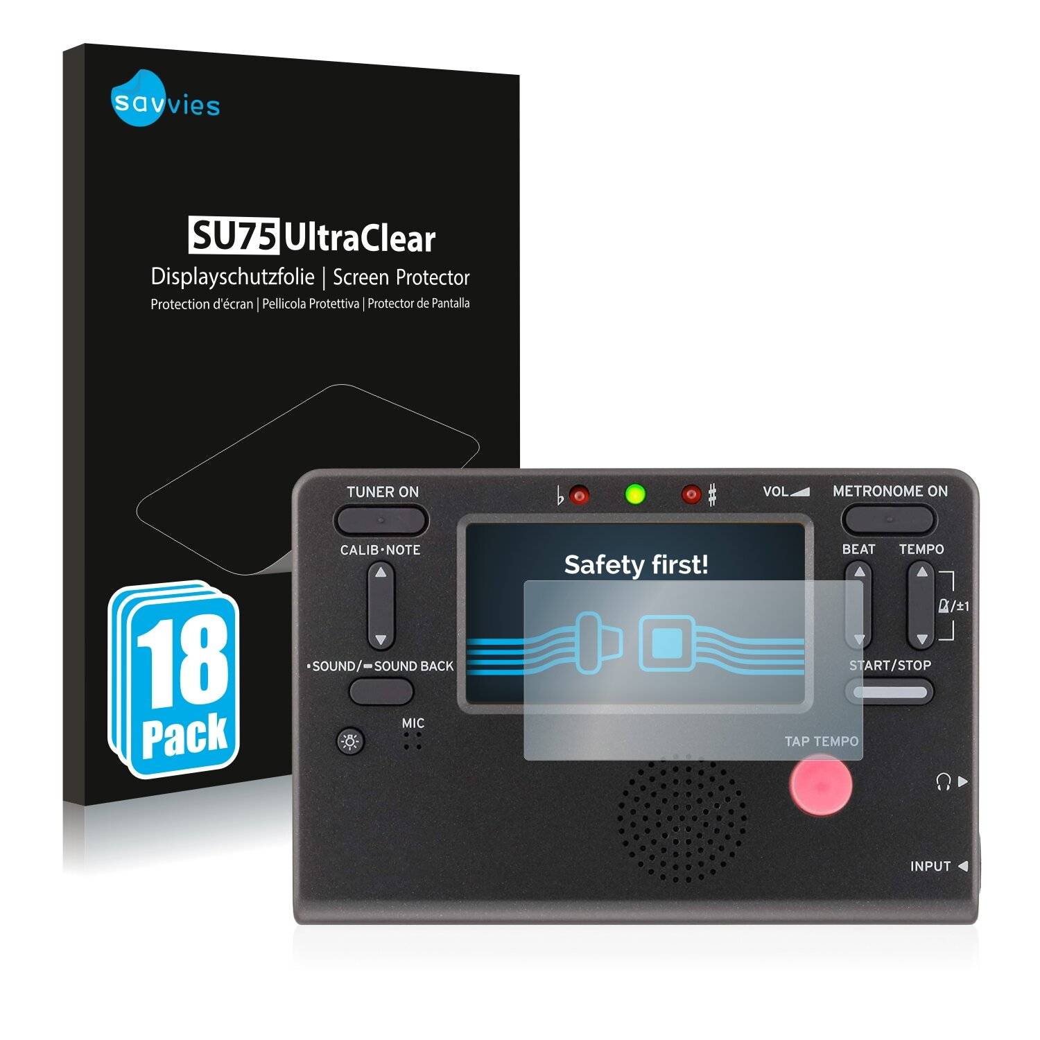 18x Savvies SU75 Displayschutzfolie für Korg TM-60 Combo Tuner