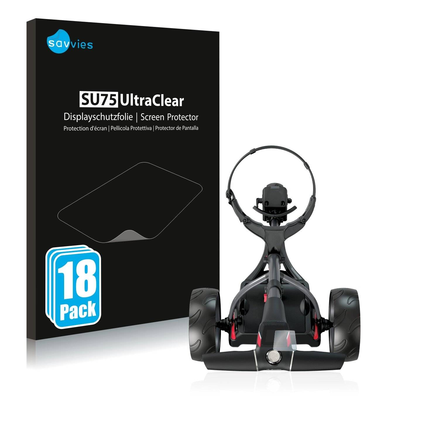 18x Savvies SU75 Displayschutzfolie für Motocaddy S1 Electric