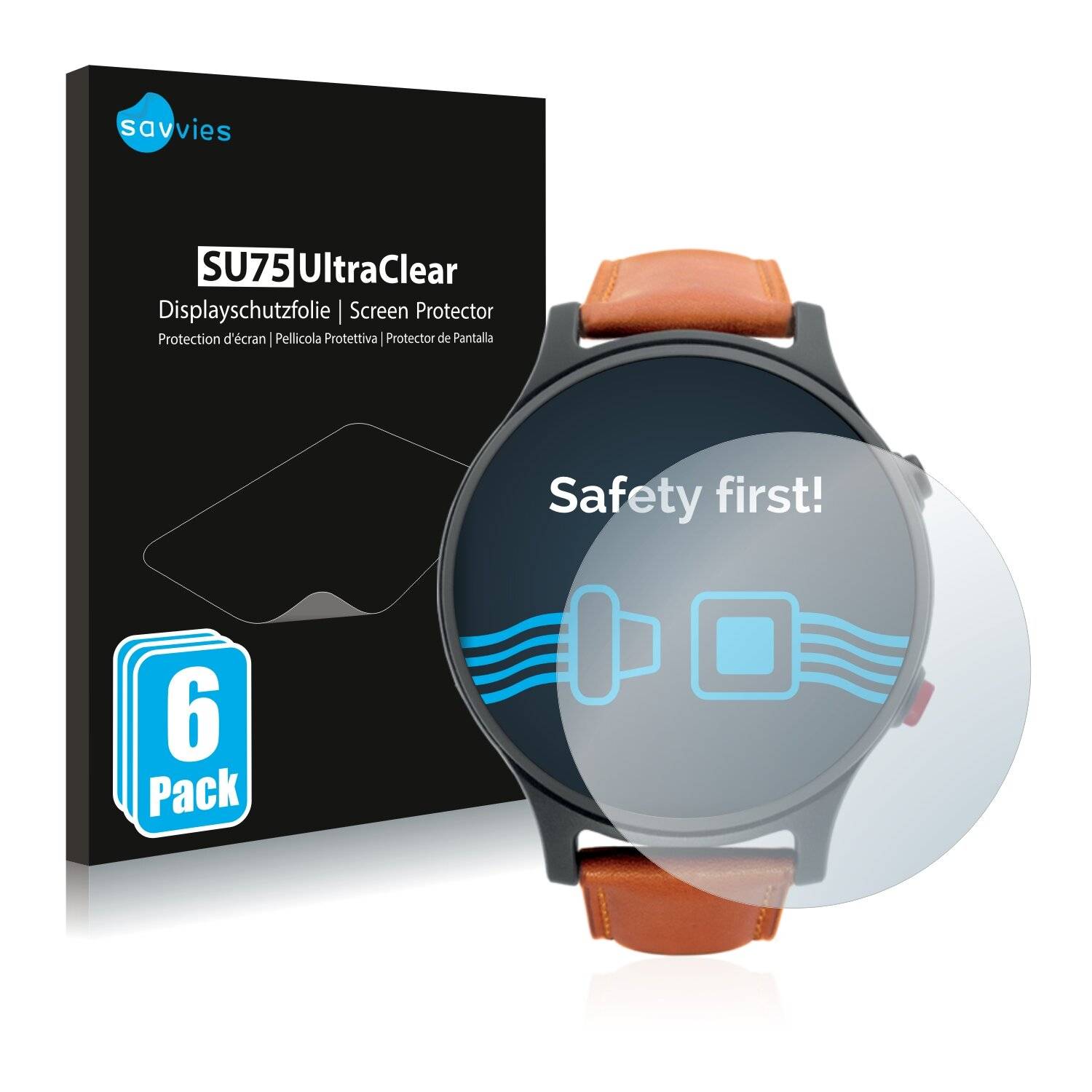 6x Savvies SU75 Displayschutzfolie für Smartwatcher Essence