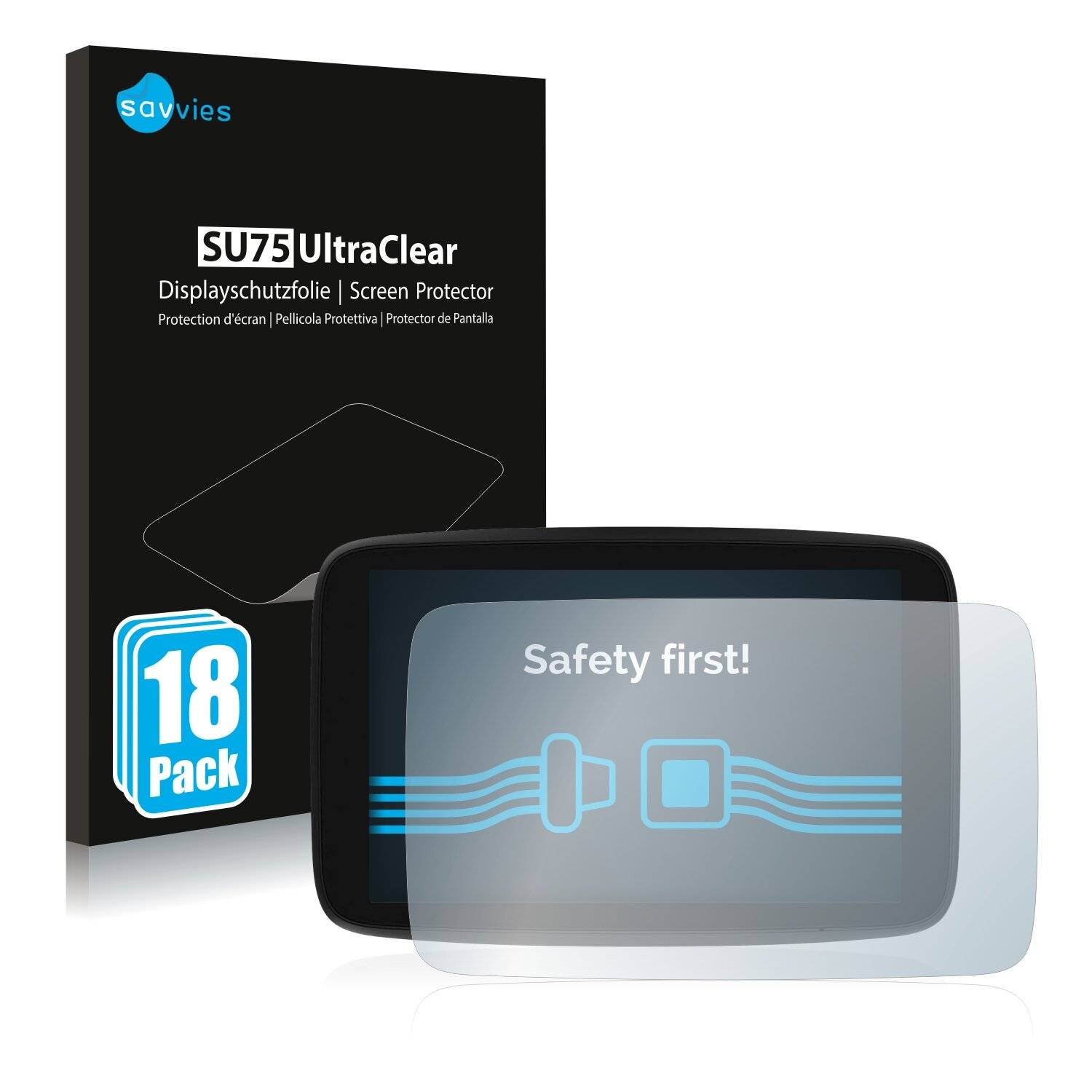 18x Savvies SU75 Displayschutzfolie für TomTom GO
