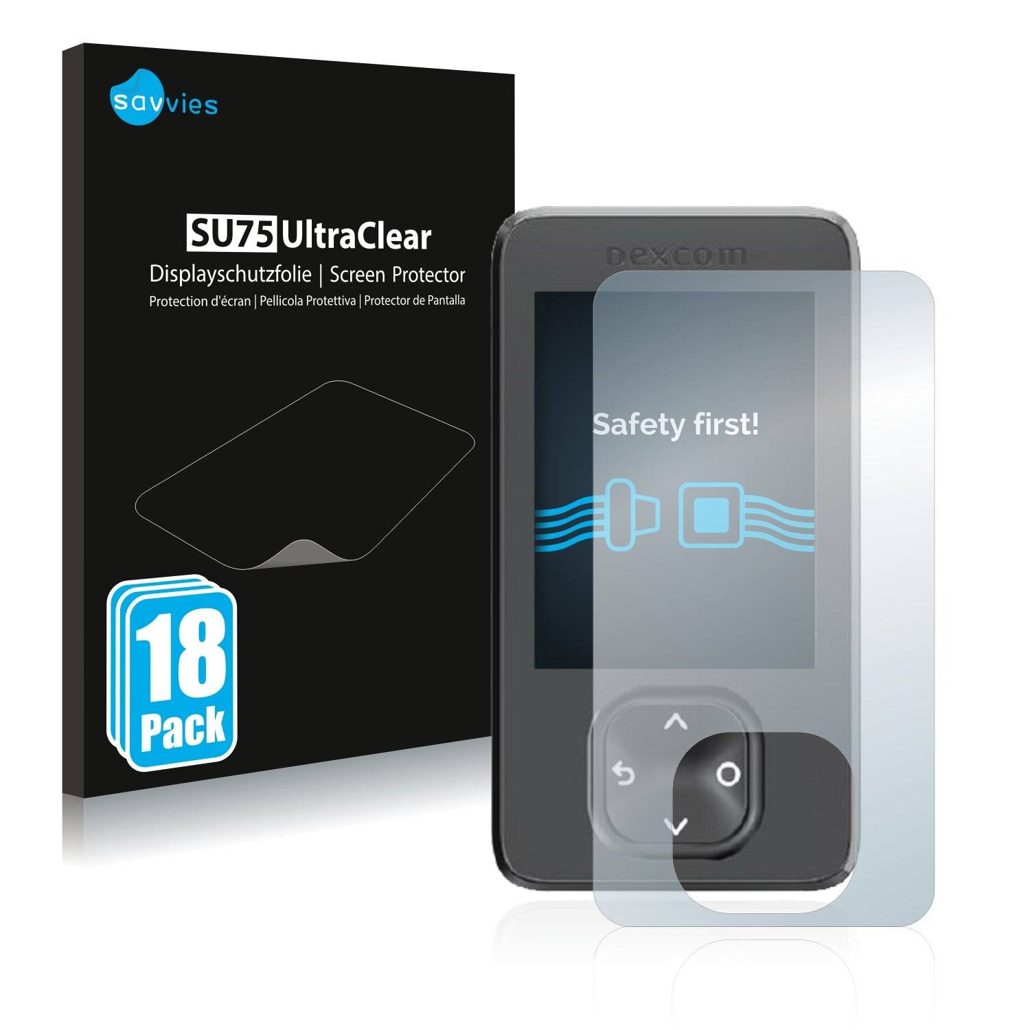 18x Savvies SU75 Displayschutzfolie für Dexcom G7