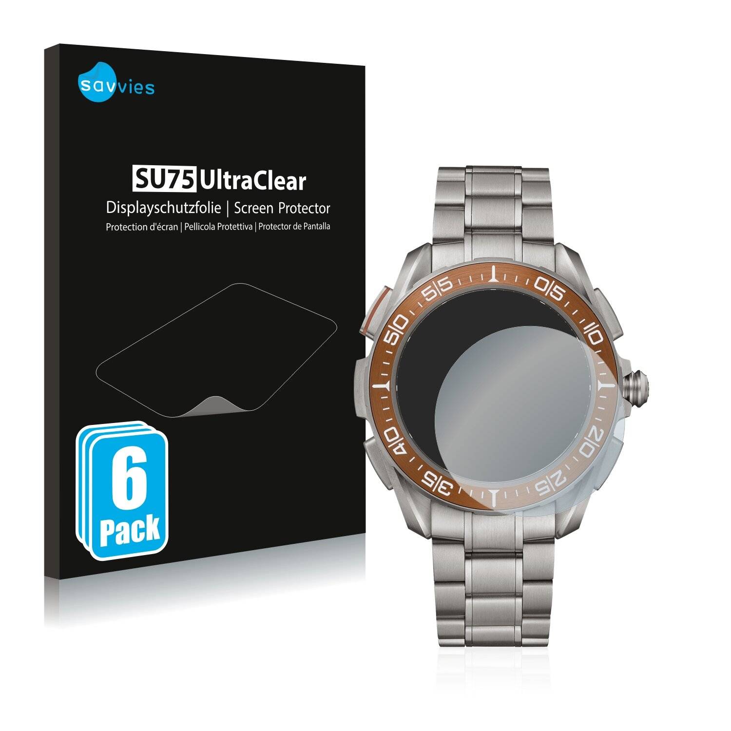 6x Savvies SU75 Displayschutzfolie für Omega MARSTIMER CHRONOGRAPH X33 (45