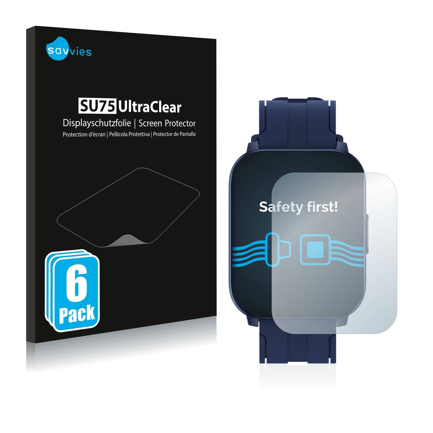 6x Savvies SU75 Displayschutzfolie für realme TechLife Watch