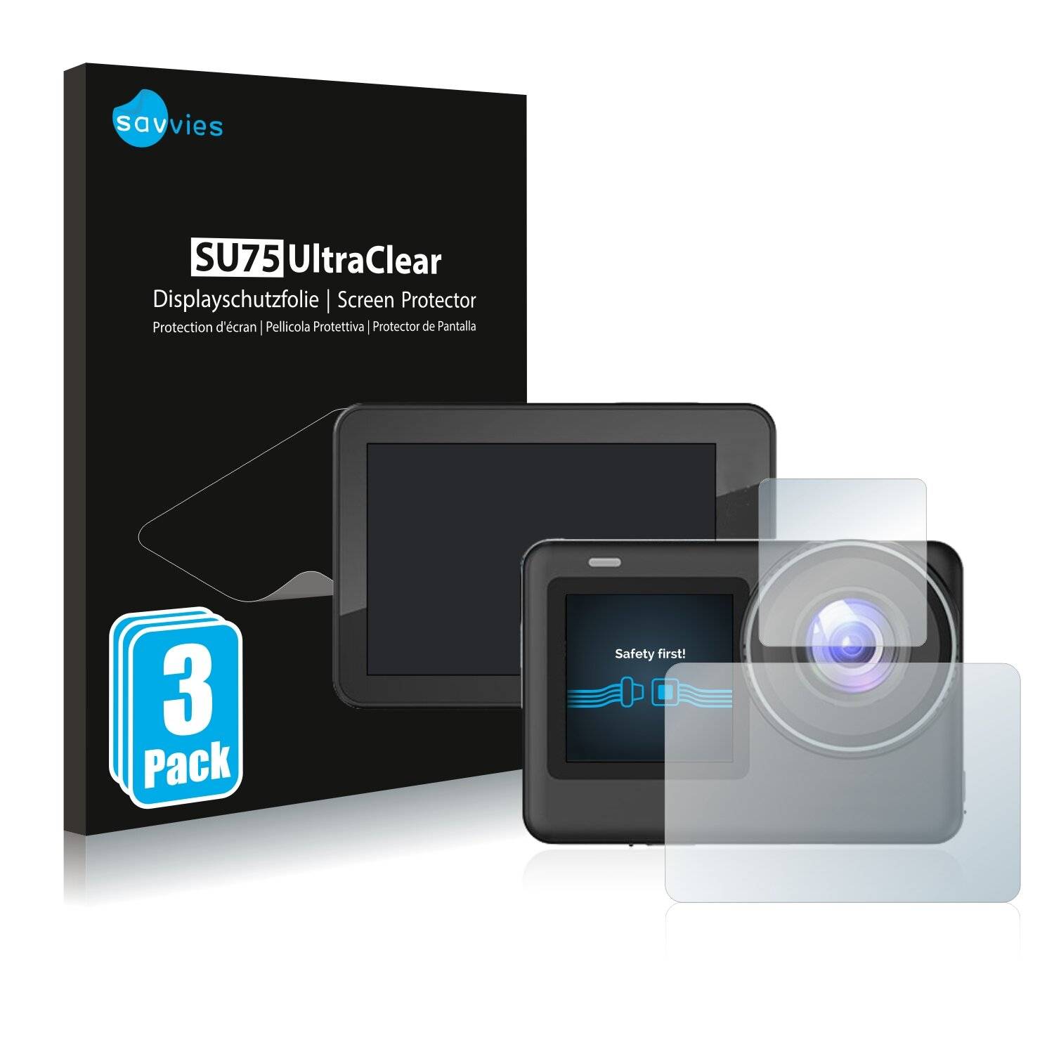 6x Savvies SU75 Displayschutzfolie für SJCAM SJ10 Pro Dual