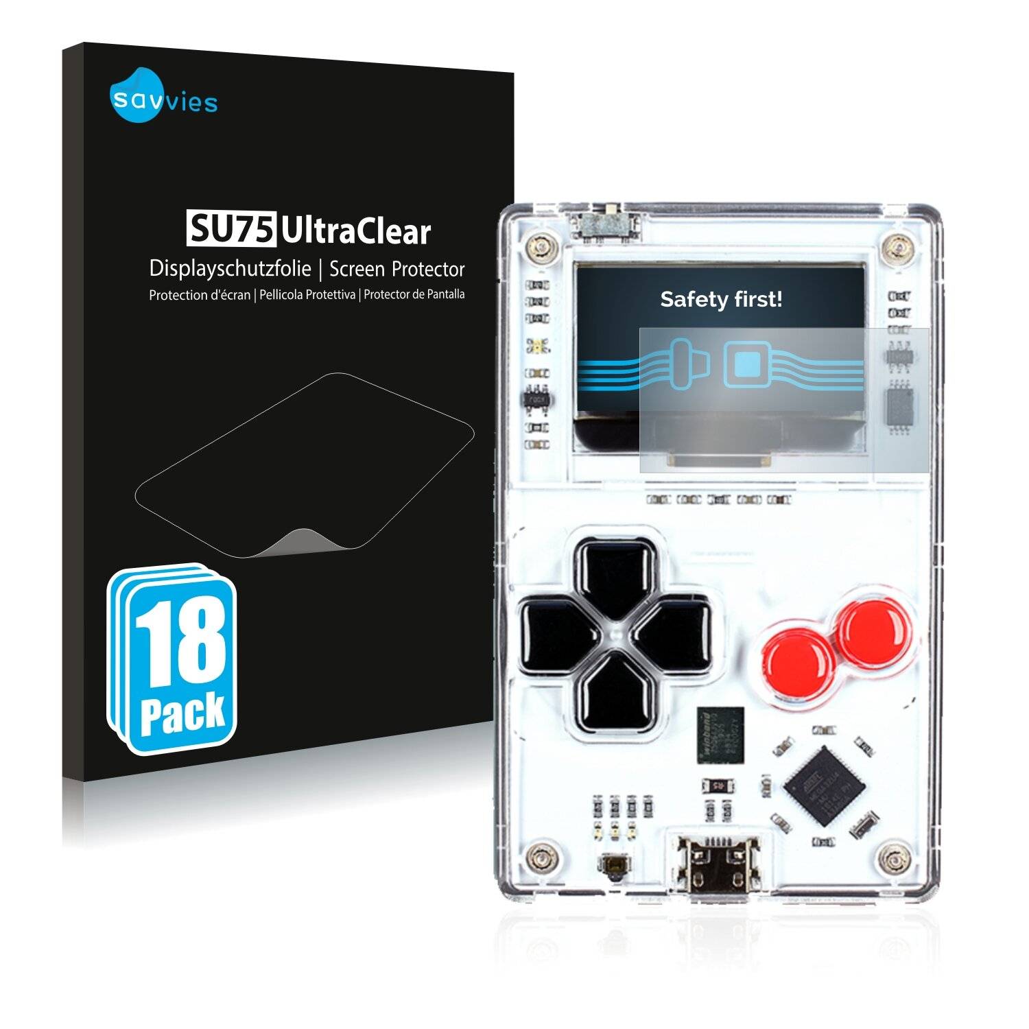 18x Savvies SU75 Displayschutzfolie für Arduboy